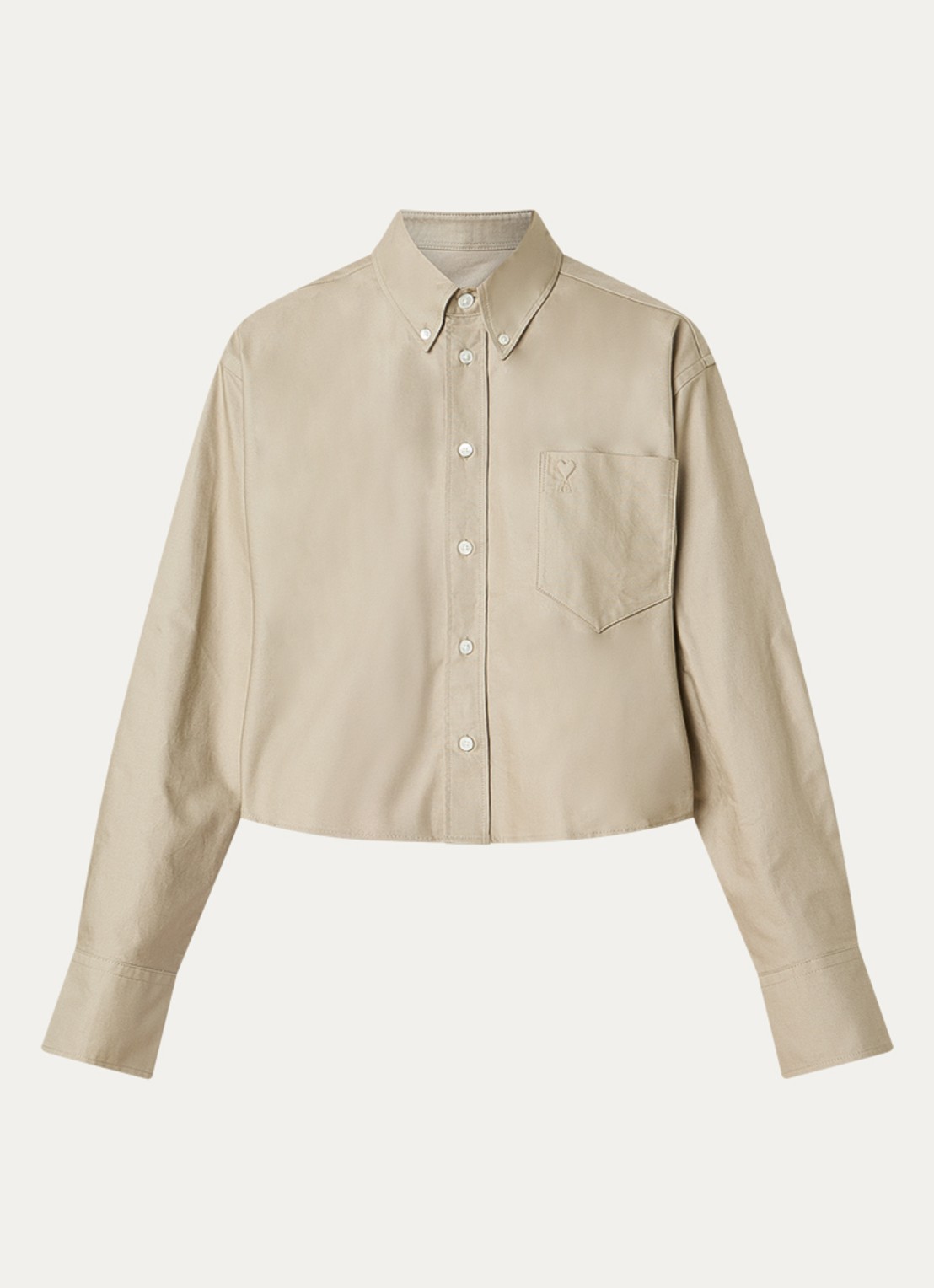 AMI Paris Cropped blouse met borstzak - voorkant khaki