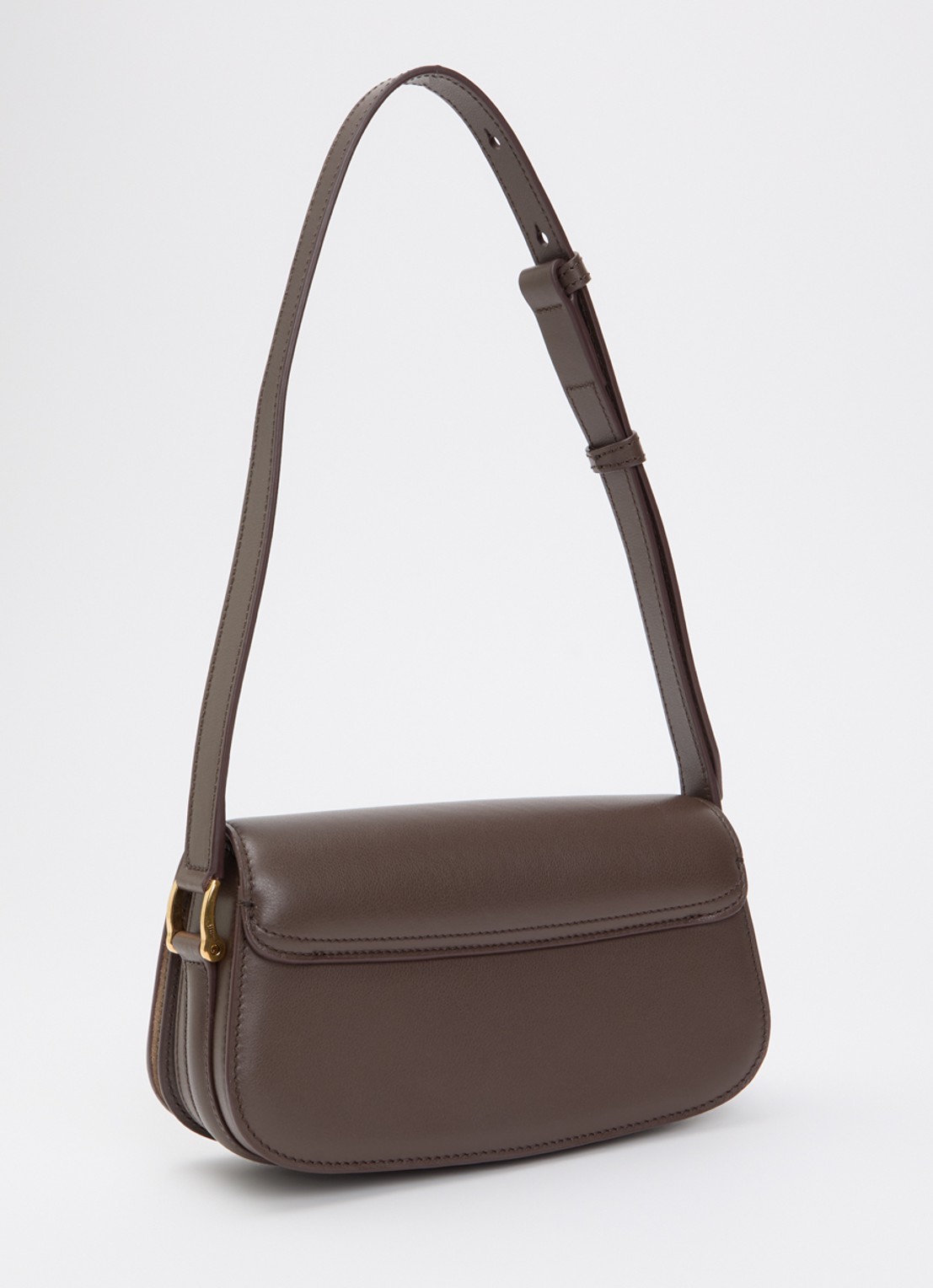 AMI Paris Crossbodytas van leer met verstelbare schouderriem - achterkant 6 hazelnootbruin