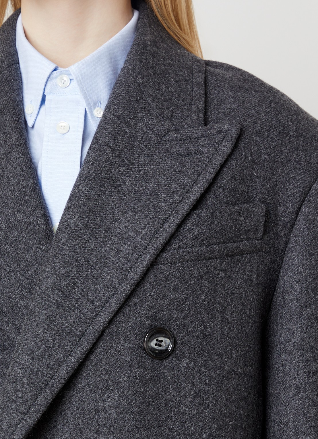 Ami Paris Double-breasted mantel van wol met steekzakken - detail 3 antraciet
