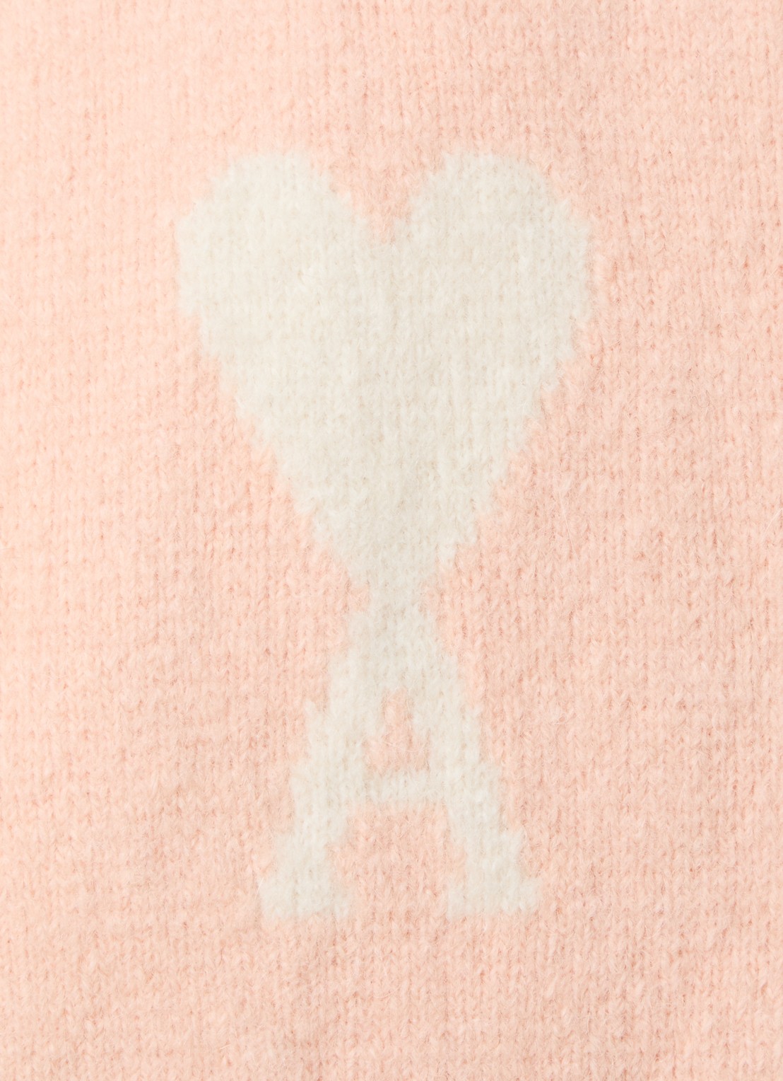 AMI Paris Fijngebreid vest in alpaca wolblend met ingebreid logo - detail 4 zalmroze