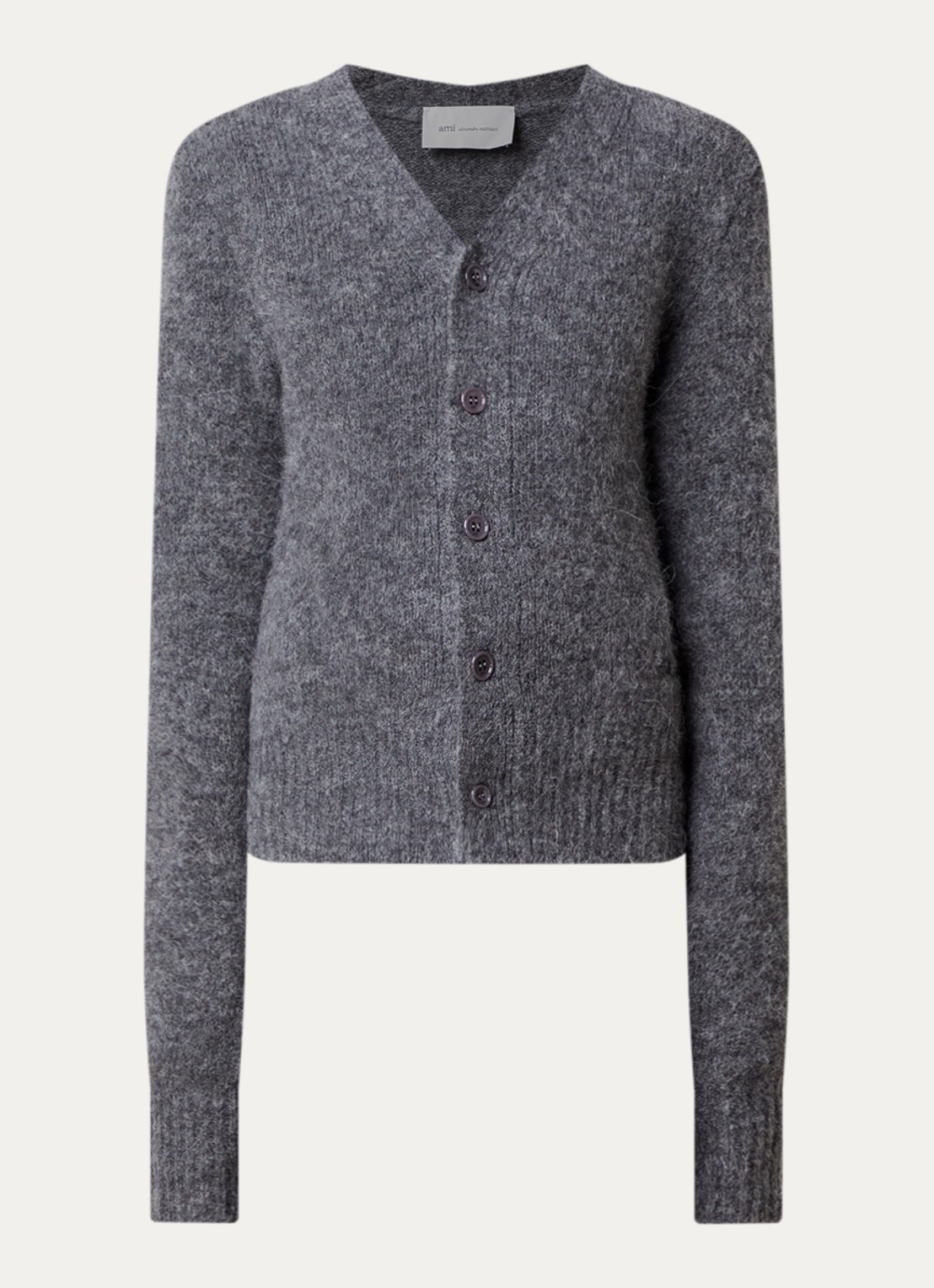 Ami Paris Fijngebreid vest in alpaca wolblend - voorkant 4 grijs