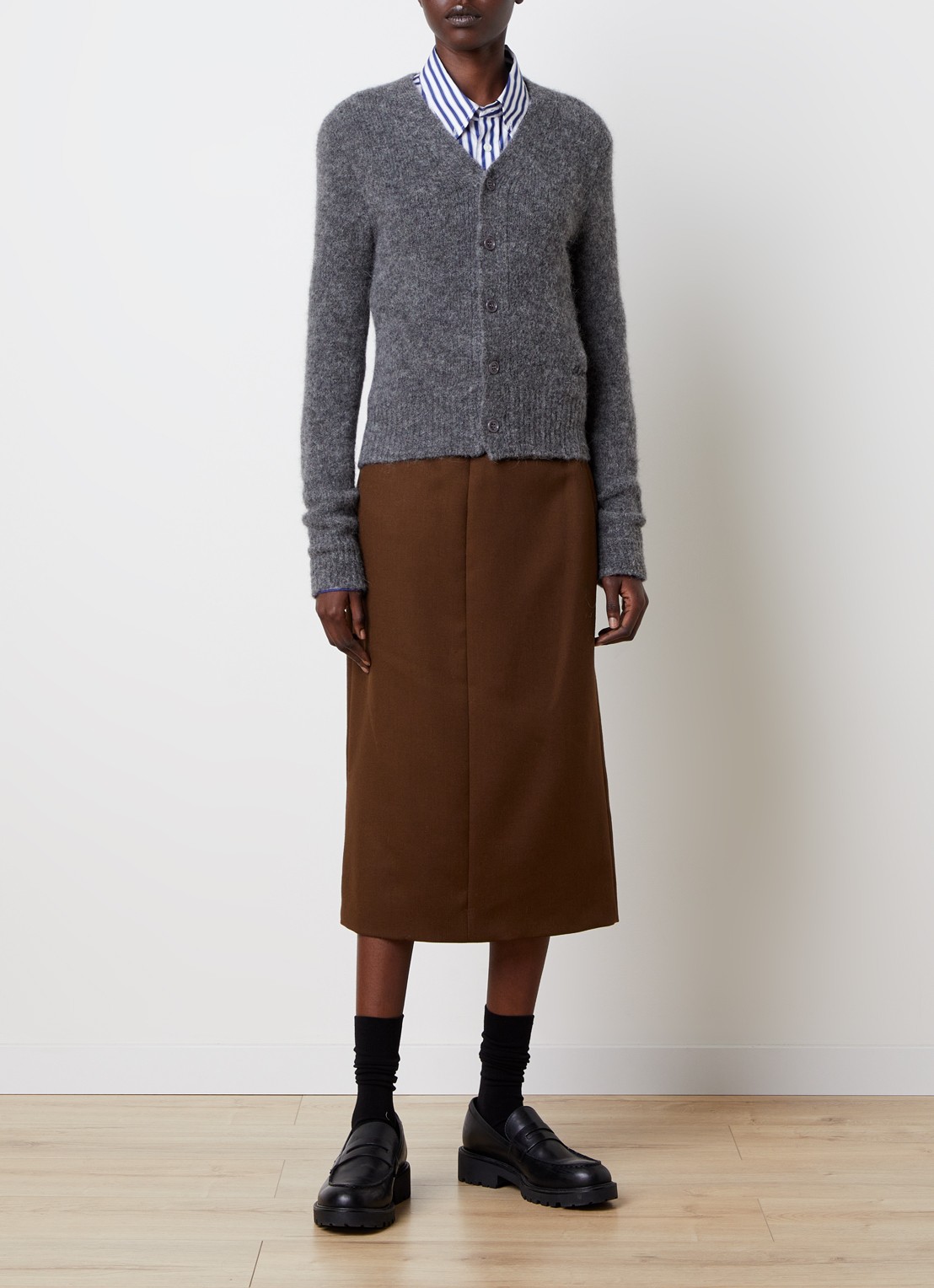 Ami Paris Fijngebreid vest in alpaca wolblend - voorkant 5 grijs