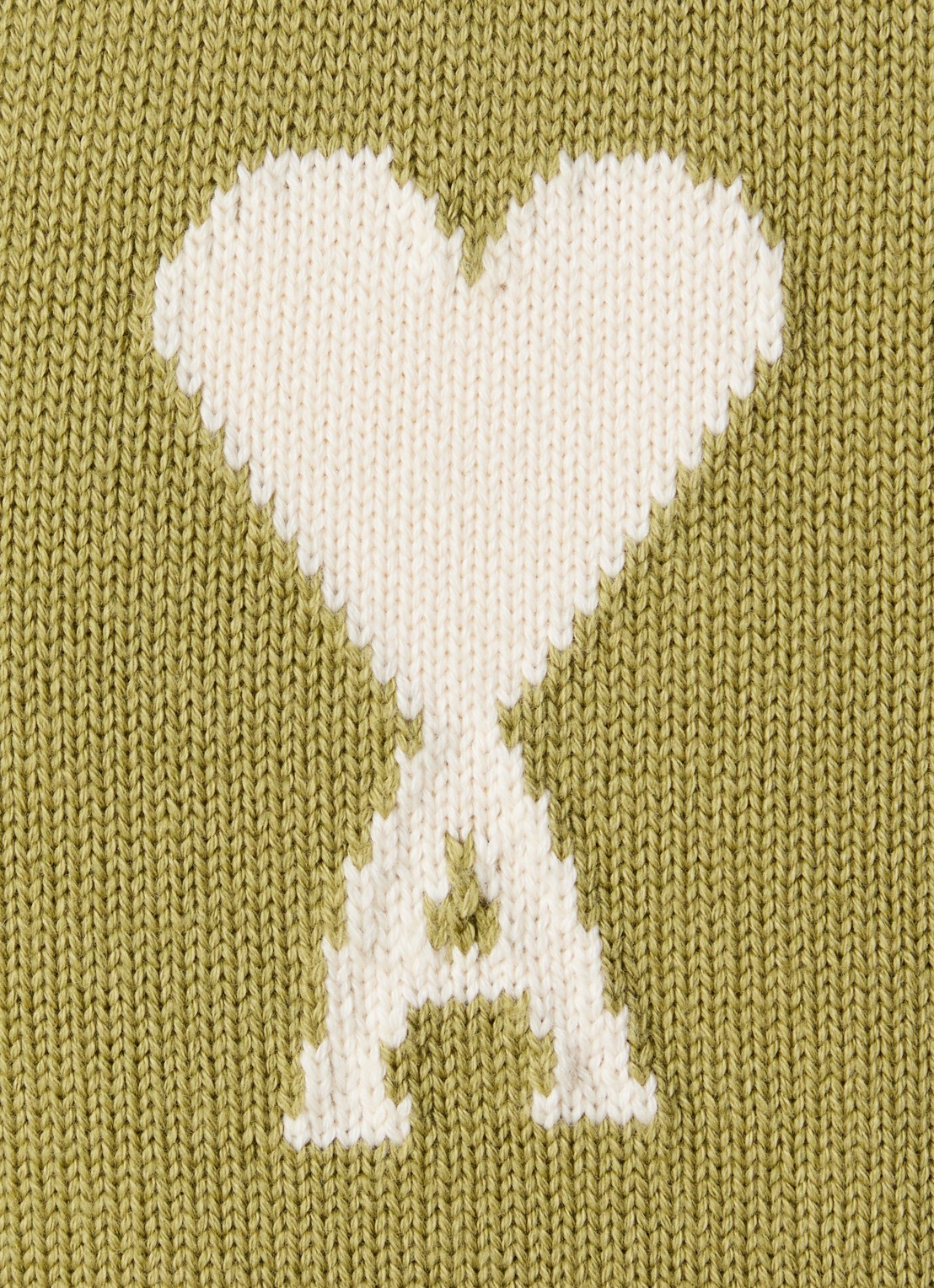 AMI Paris Fijngebreid vest in wolblend met logo - detail 2 lichtgroen