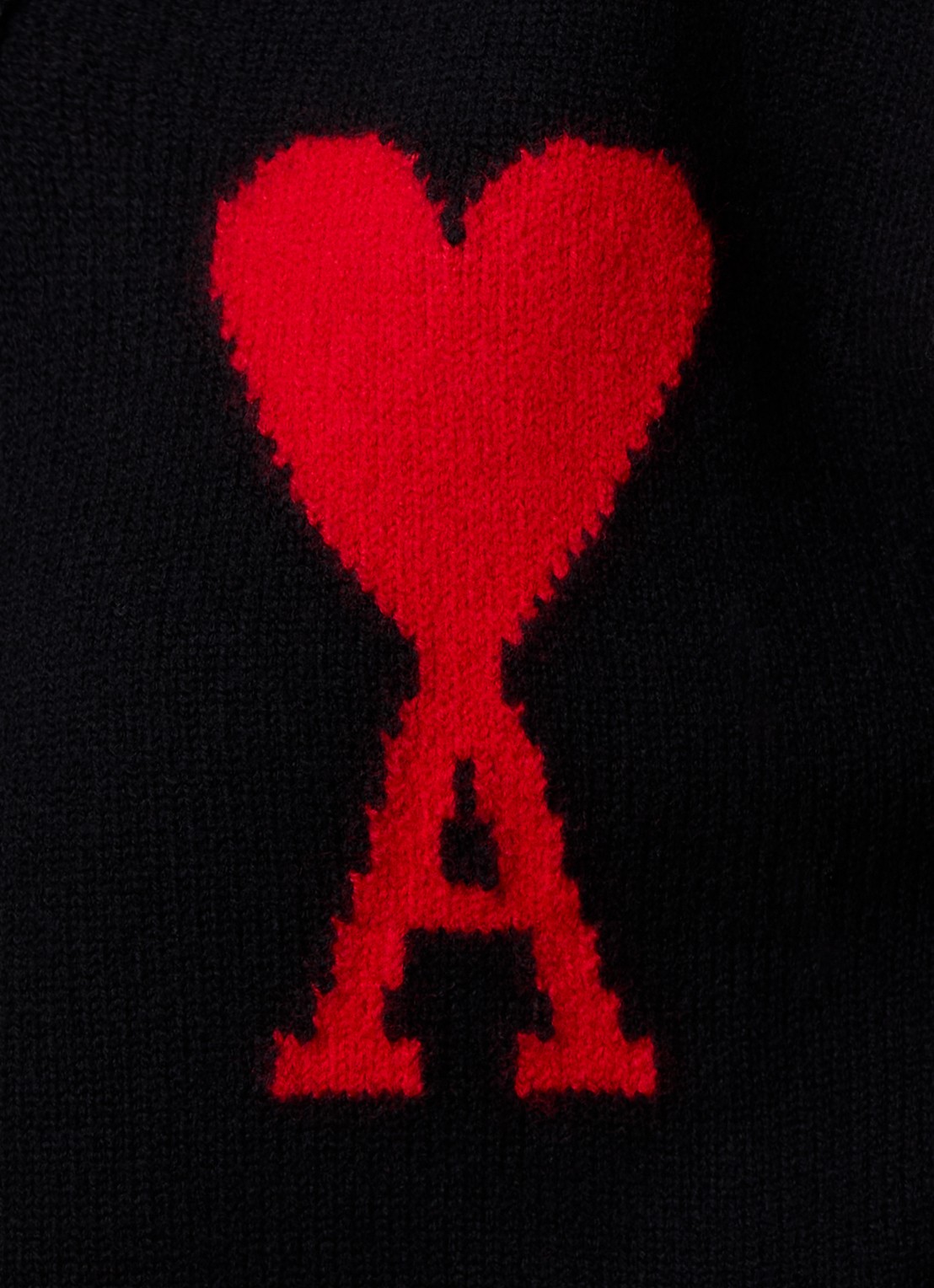AMI Paris Fijngebreid vest van wol met ingebreid logo - detail 3 zwart