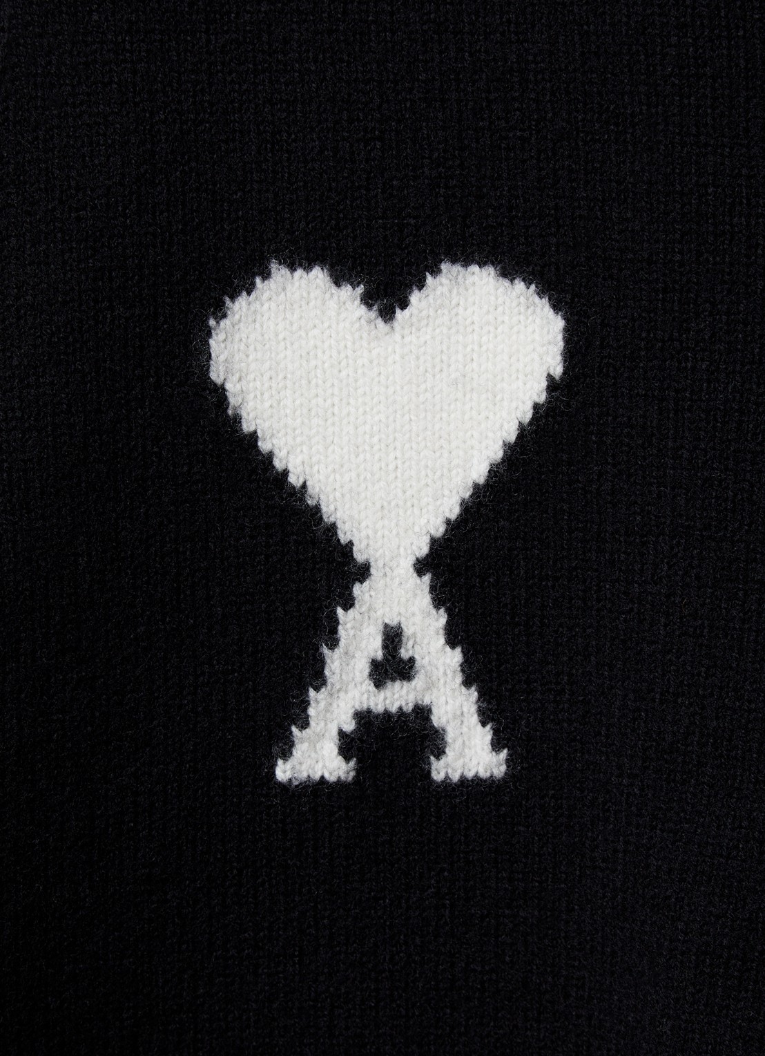 AMI Paris Fijngebreid vest van wol met logo - detail 5 zwart