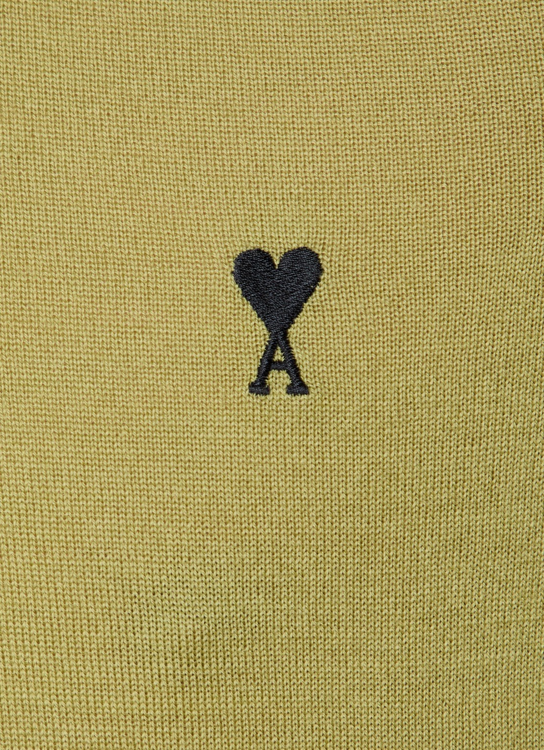 AMI Paris Fijngebreide pullover van merino wol met logoborduring - detail 2 mosgroen