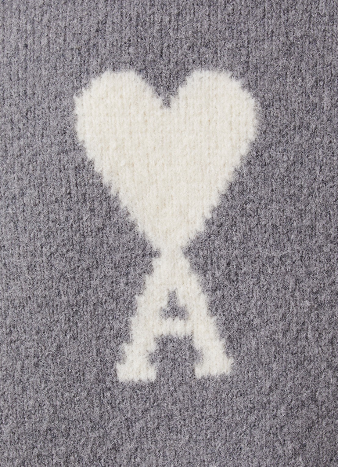 AMI Paris Fijngebreide trui in alpaca wolblend met logoprint - detail 4 grijs