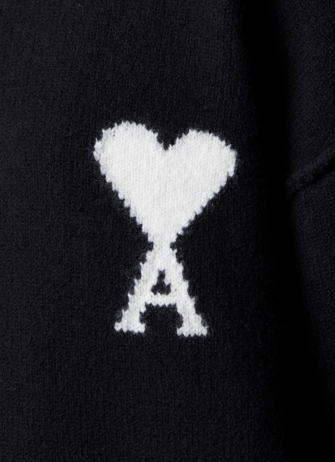 Ami Paris Fijngebreide trui van wol met ingebreid logo - detail 2 zwart