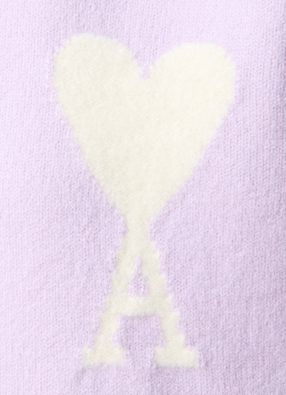 AMI Paris Fijngebreide trui van wol met logo  - detail 3 lavendel