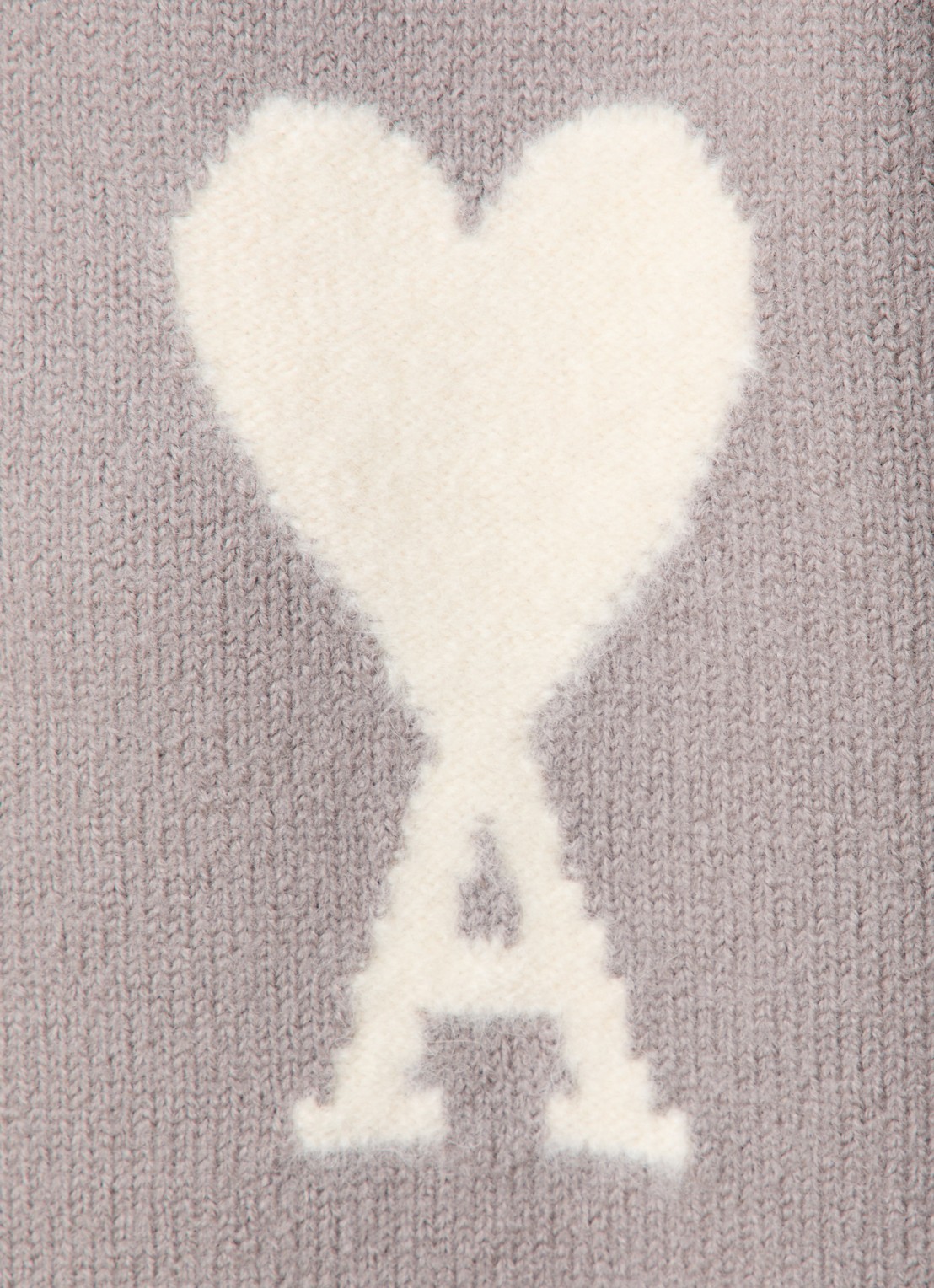 AMI Paris Fijngebreide trui van wol met logo  - detail 2 zand