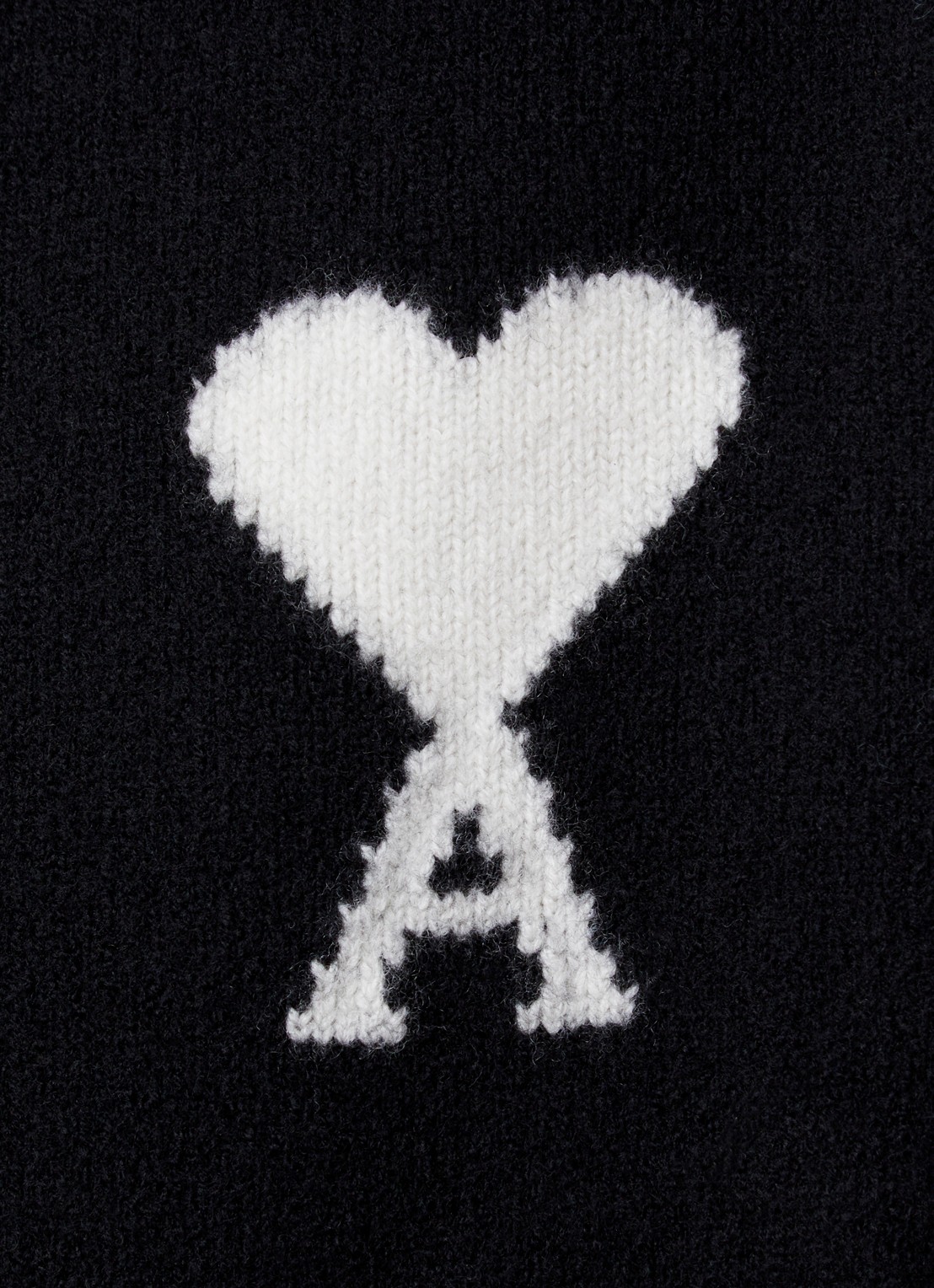 AMI Paris Fijngebreide trui van wol met logoprint - detail 4 zwart