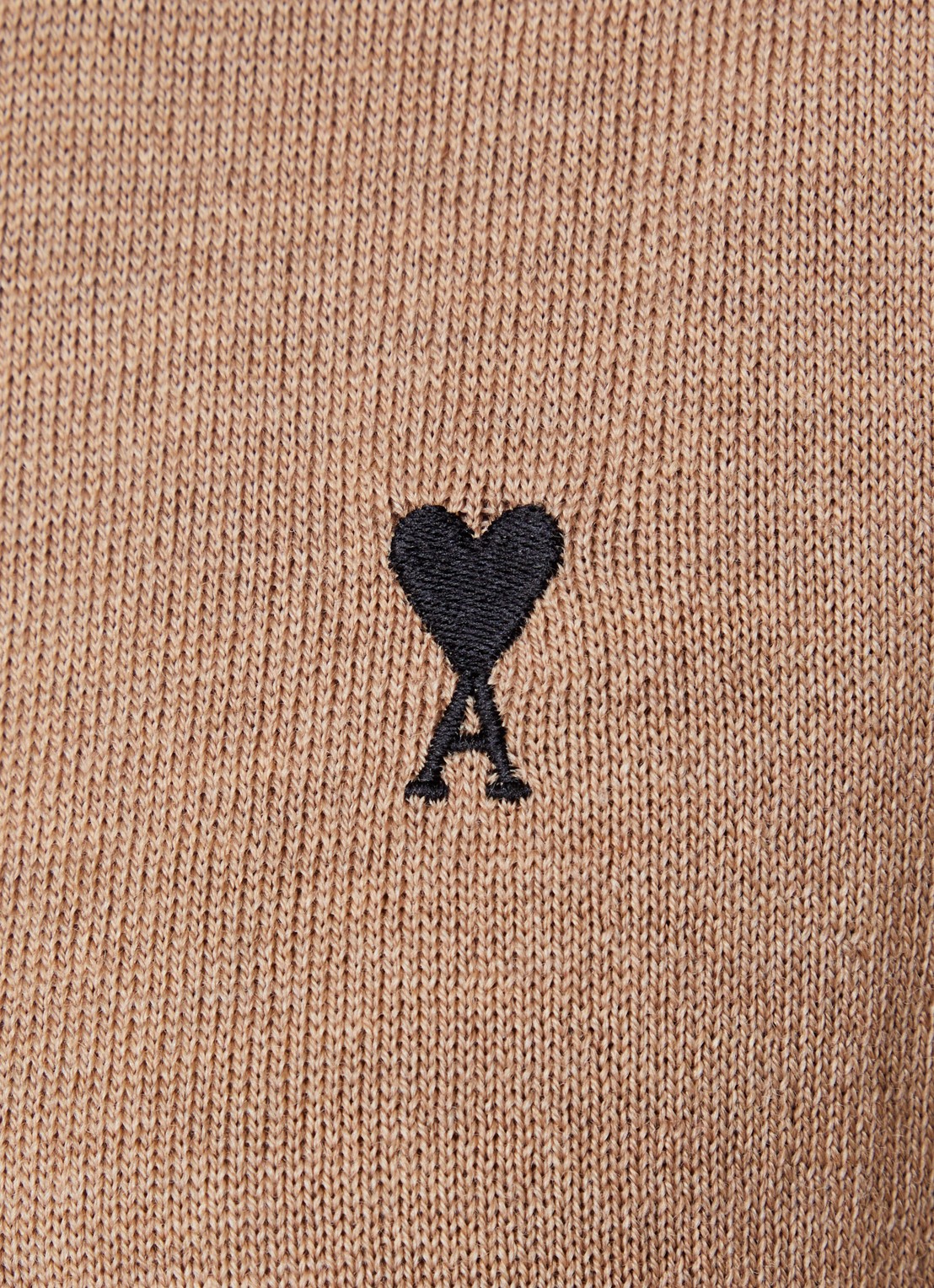 AMI Paris Fijngebreide vest van merino wol - detail 4 camel