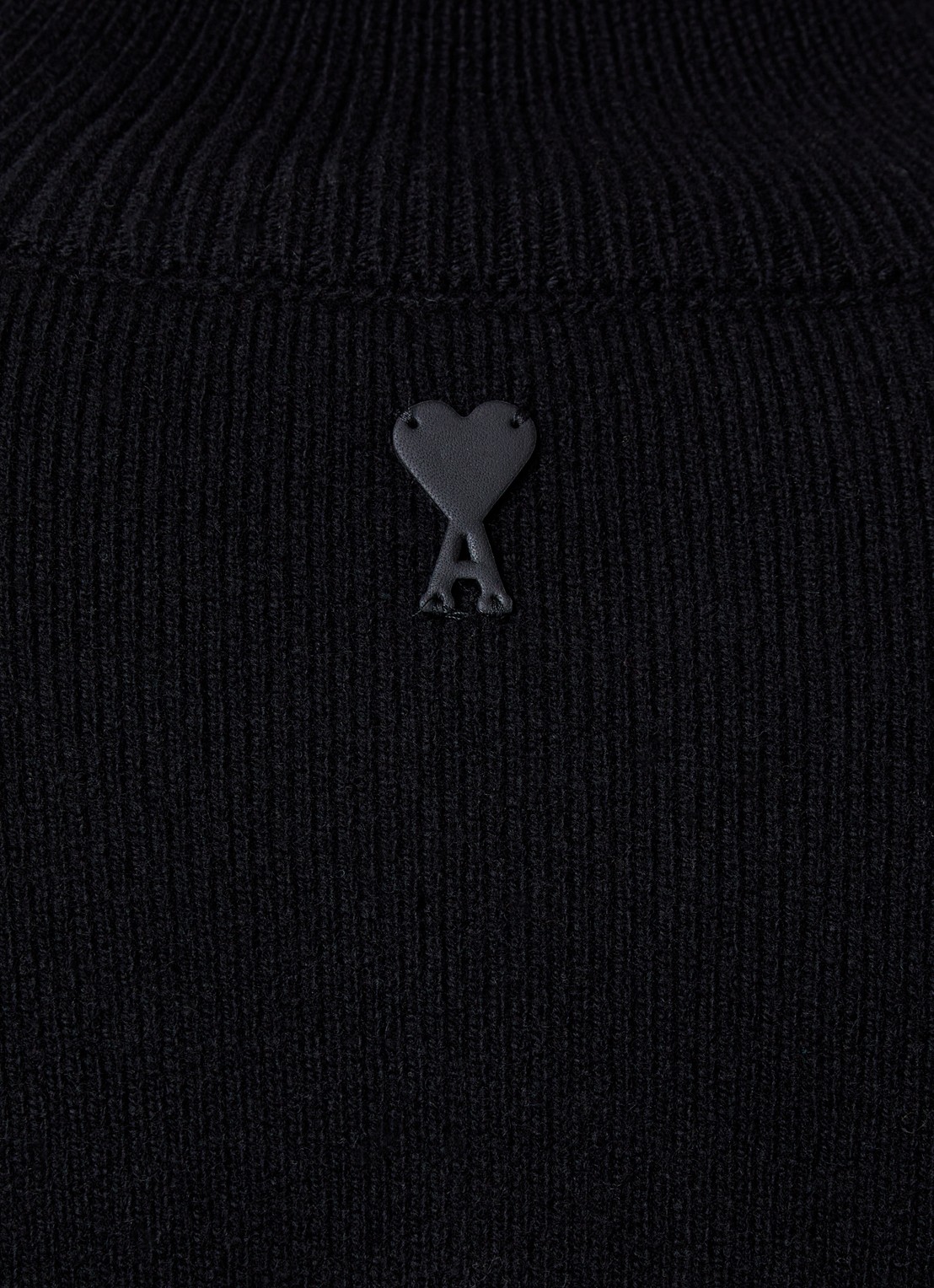 AMI Paris Grofgebreide trui van merino wol - detail 2 zwart