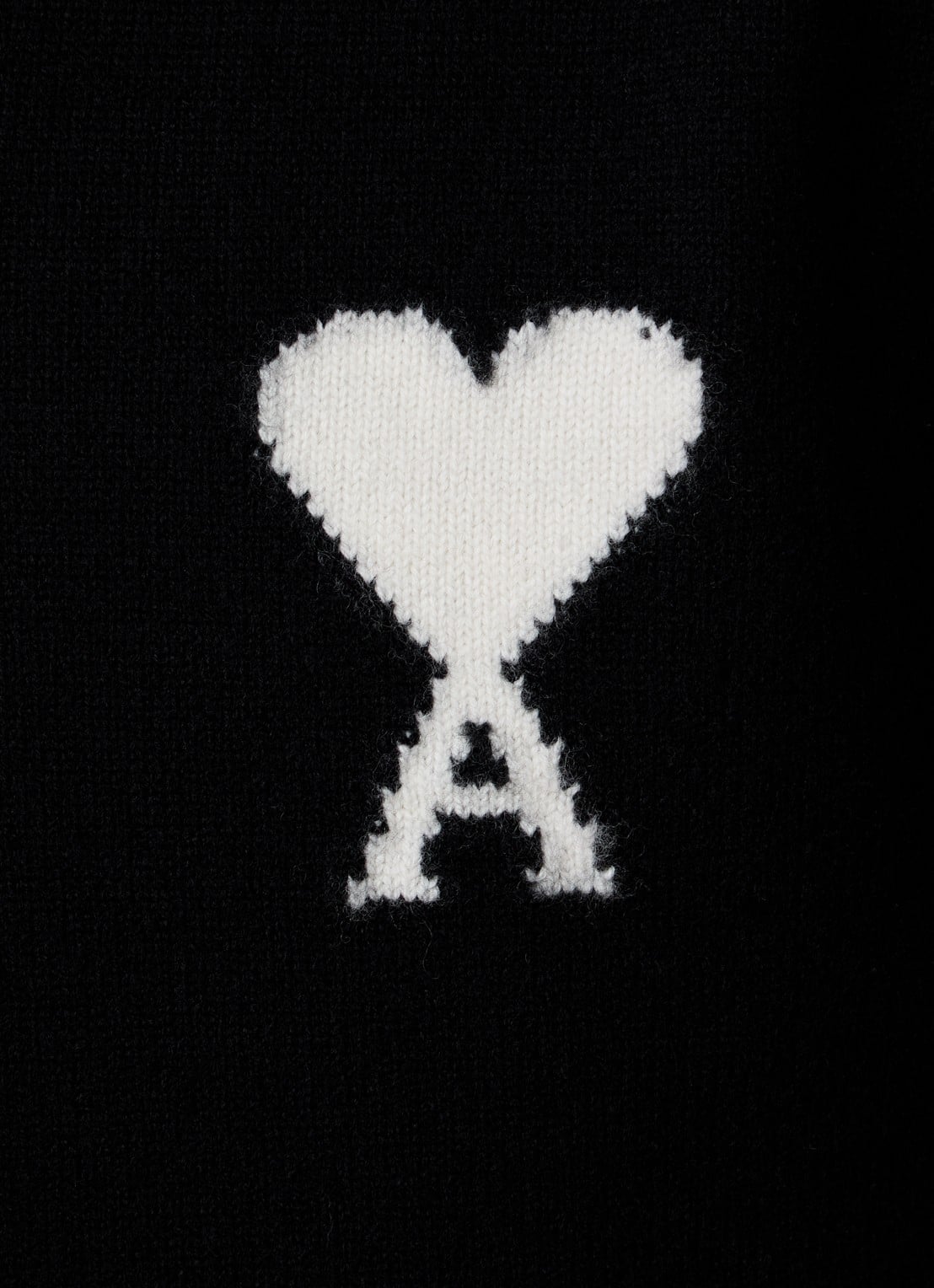 AMI Paris Grofgebreide trui van wol met logo - detail 5 zwart
