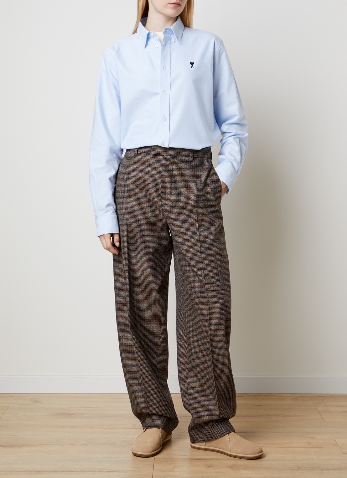 Ami Paris High waist balloon fit pantalon van scheerwol - voorkant 2 bruin