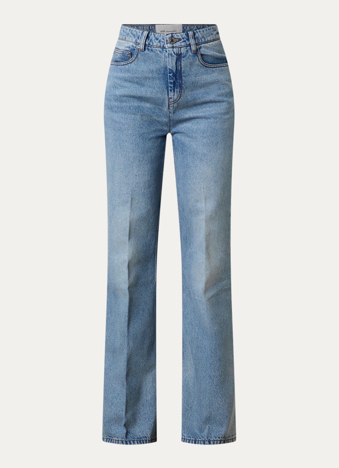 AMI Paris High waist flared jeans met lichte wassing - voorkant 4 indigo