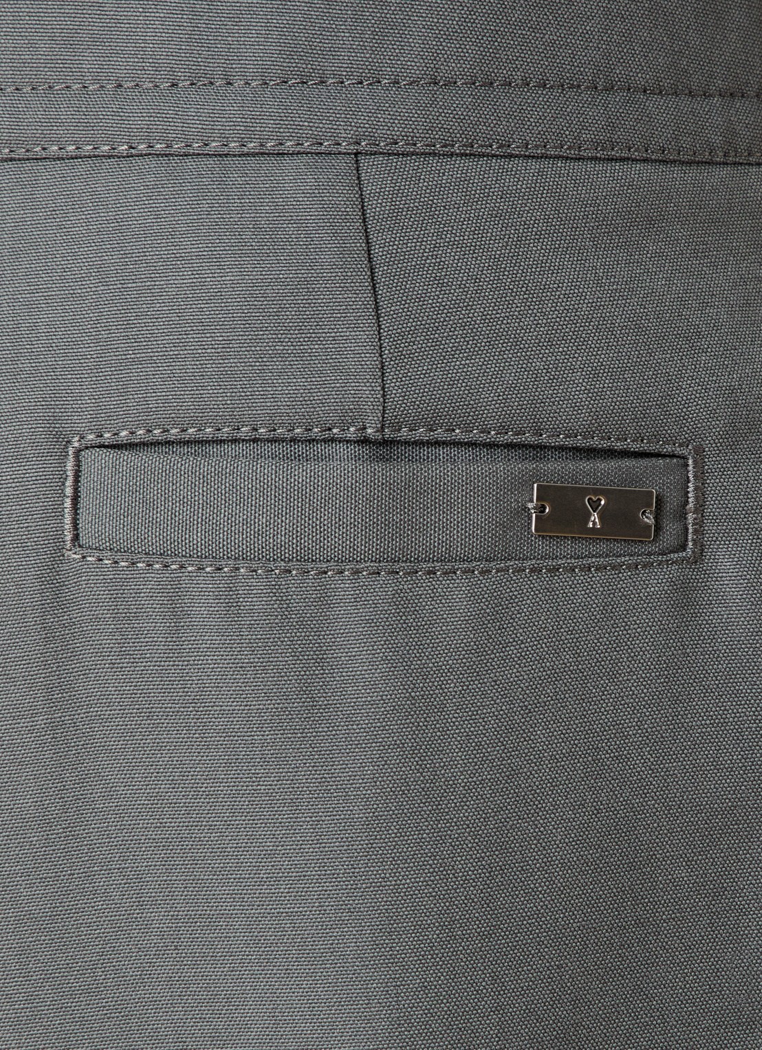 AMI Paris High waist loose fit pantalon van wol met steekzakken - detail 2 grijs
