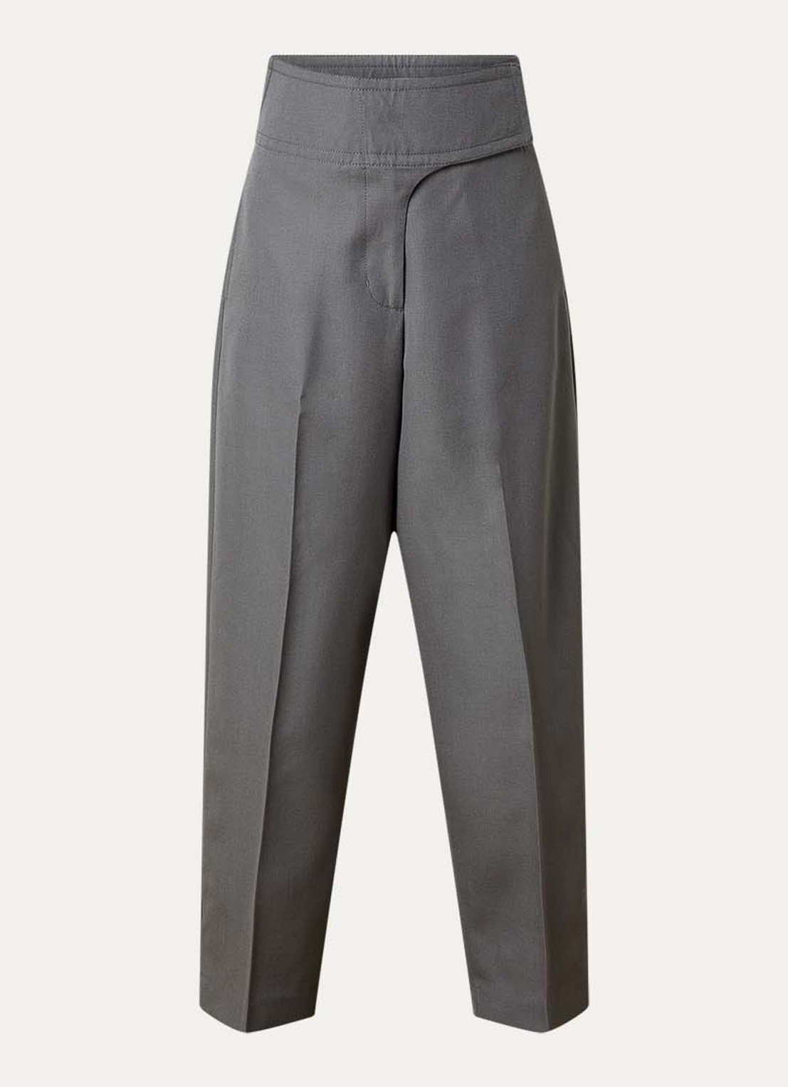 AMI Paris High waist loose fit pantalon van wol met steekzakken - voorkant 4 grijs