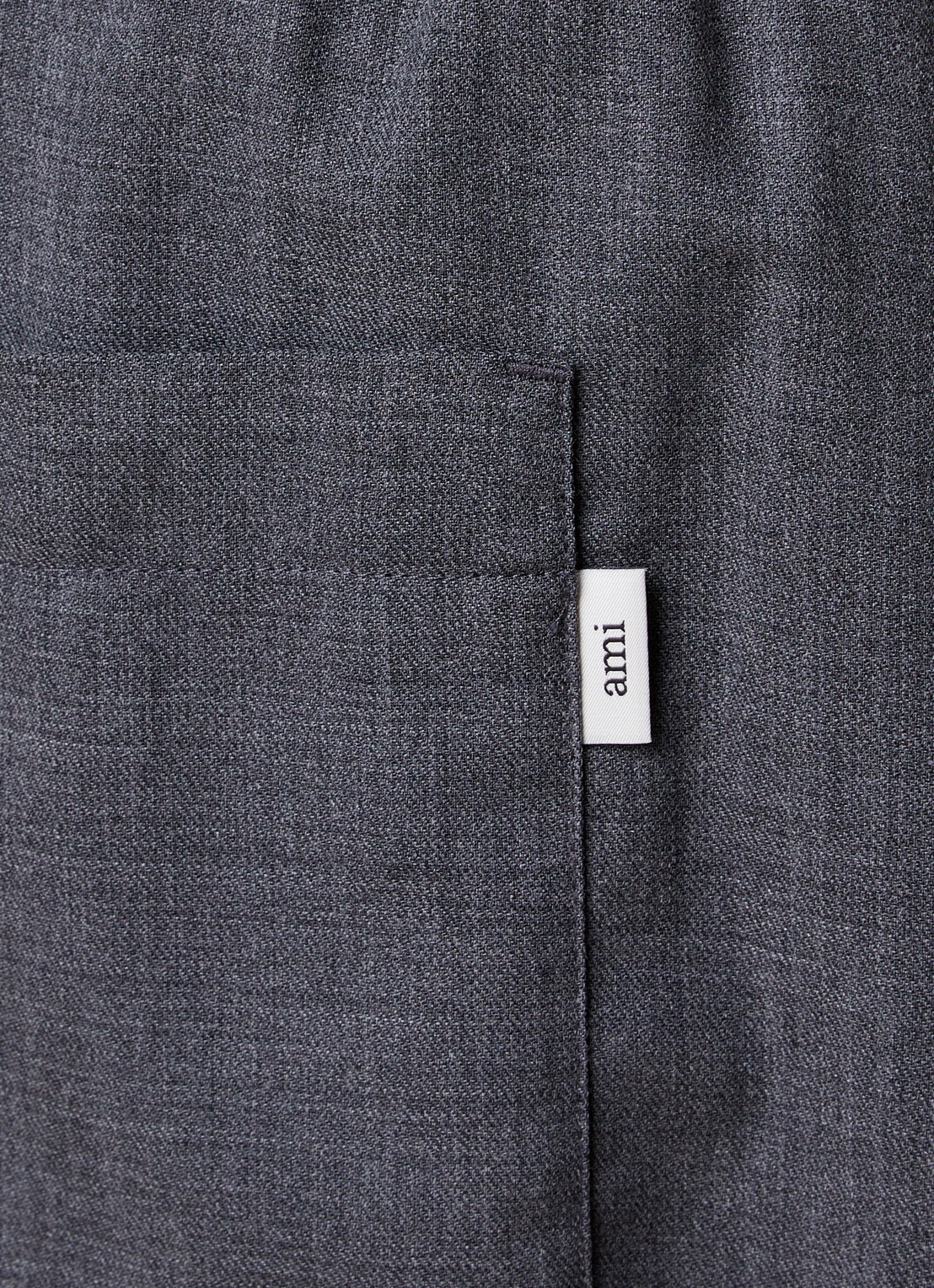 Ami Paris High waist wide fit broek van wol met steekzakken - detail 2 grijs