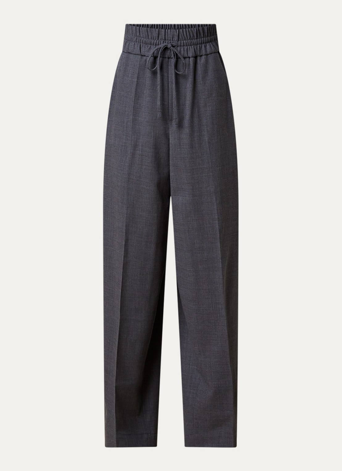 Ami Paris High waist wide fit broek van wol met steekzakken - voorkant 3 grijs