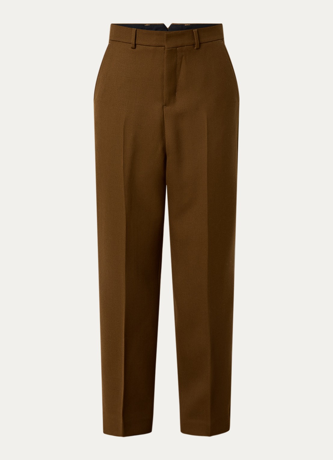 AMI Paris High waist wide fit pantalon met steekzakken - voorkant 2 bruin