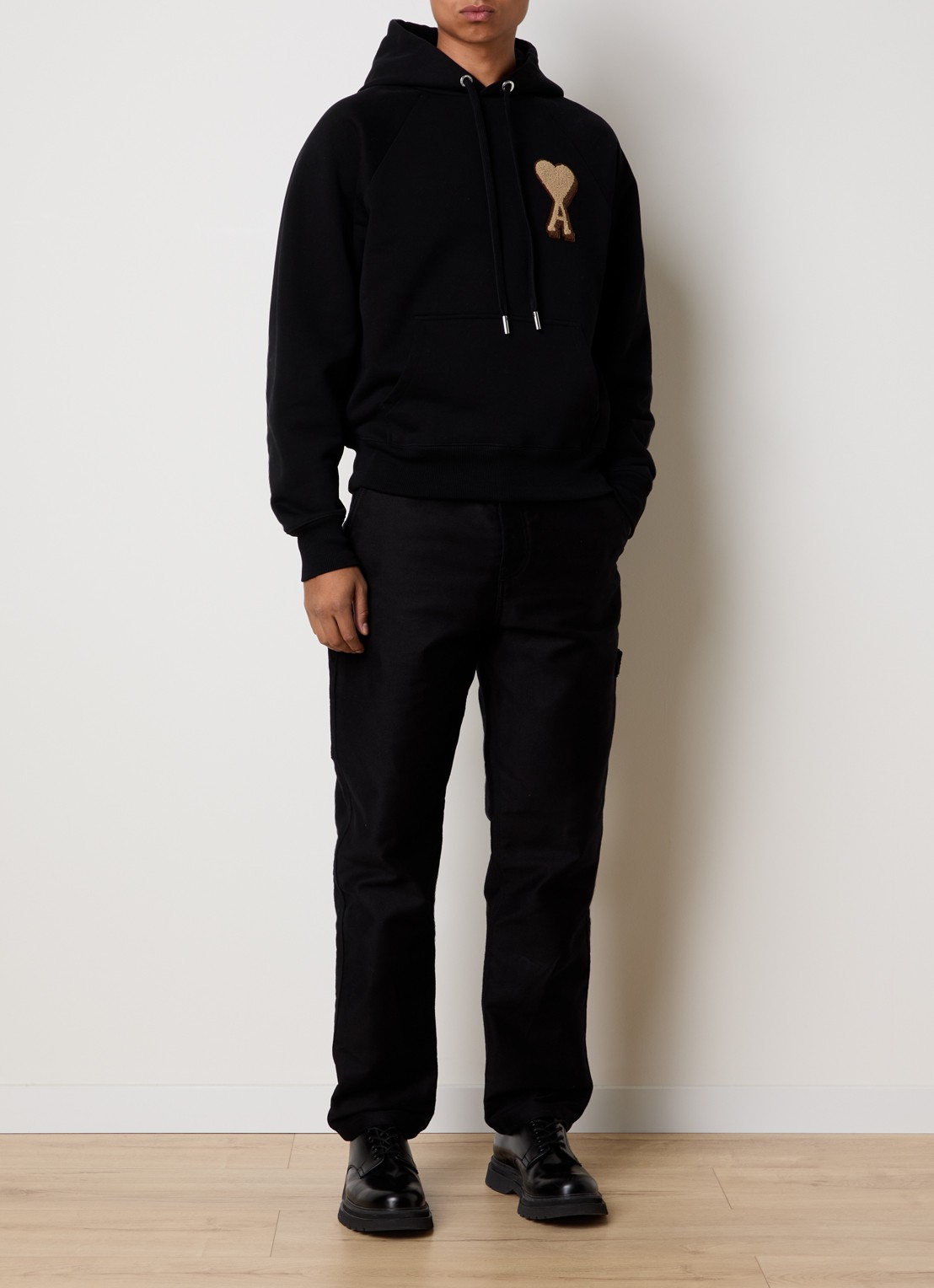 AMI Paris Hoodie met logo - voorkant 2 zwart