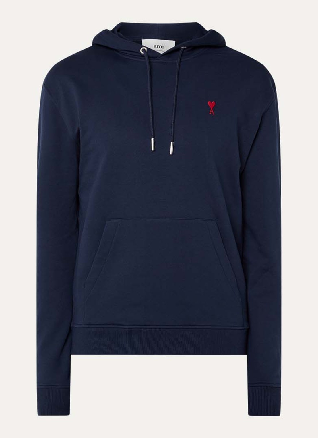 AMI Paris Hoodie met logo  - voorkant donkerblauw