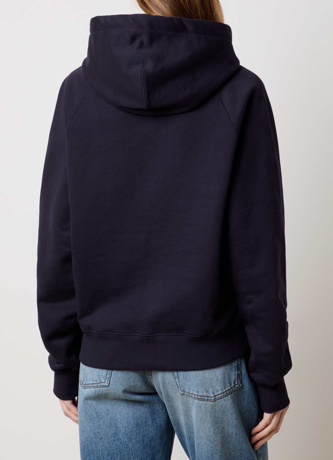 AMI Paris Hoodie van  katoen met 3D logoprint - achterkant donkerblauw