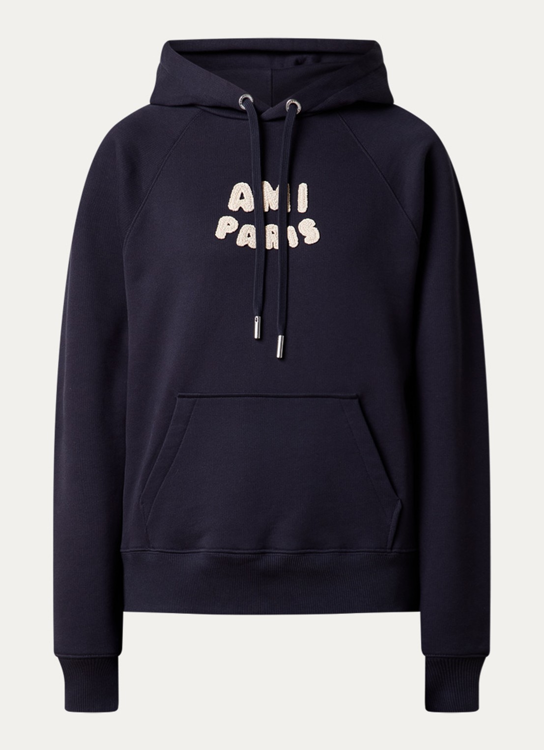 AMI Paris Hoodie van  katoen met 3D logoprint - voorkant 2 donkerblauw