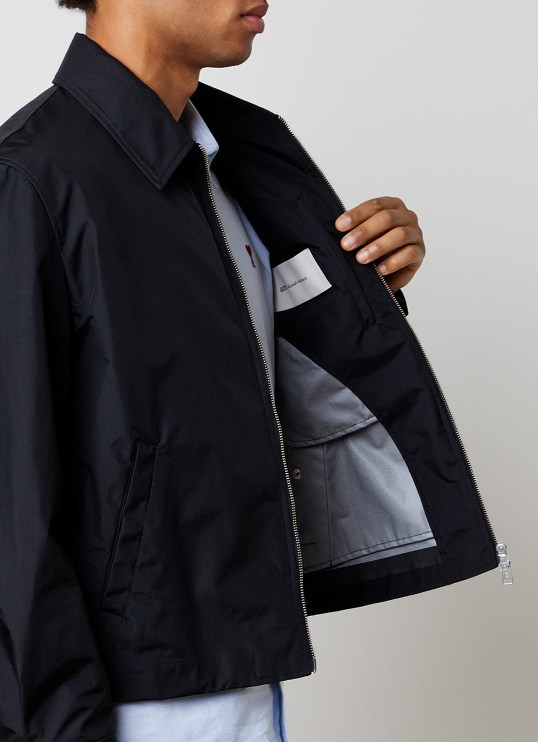 AMI Paris Jack met logo en steekzakken - detail 5 zwart