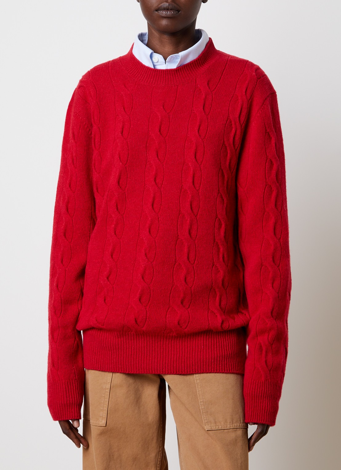 Ami Paris Kabelgebreide trui van merino wol - detail rood