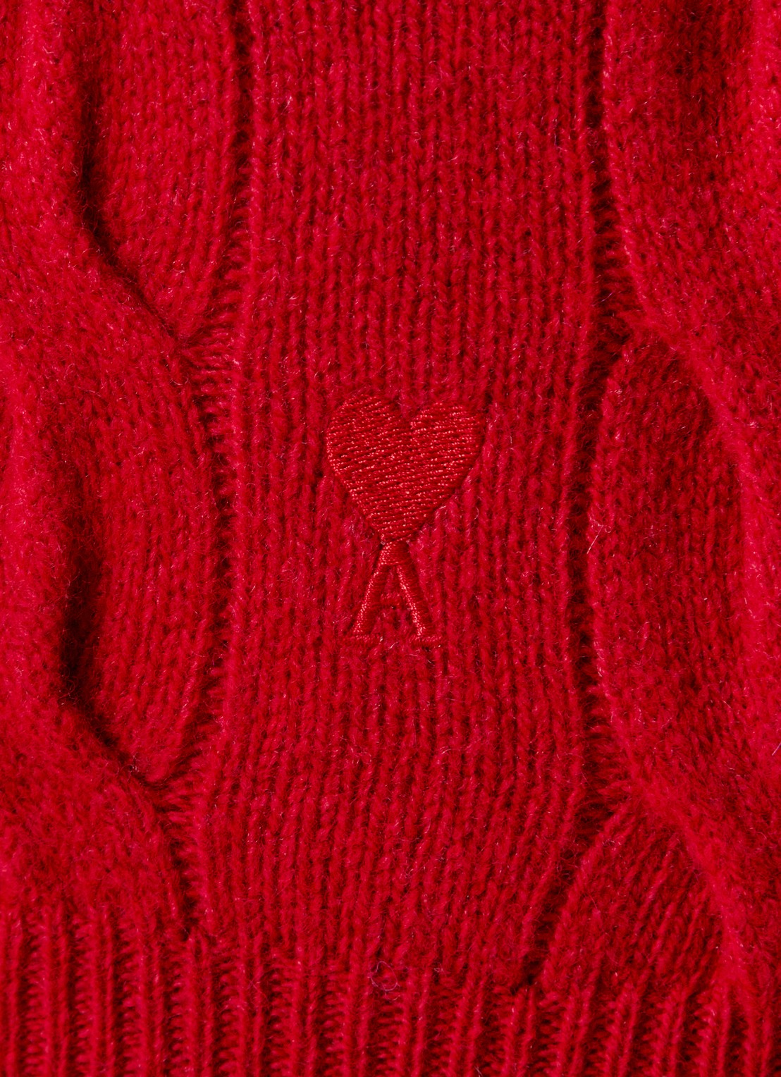 Ami Paris Kabelgebreide trui van merino wol - detail 2 rood