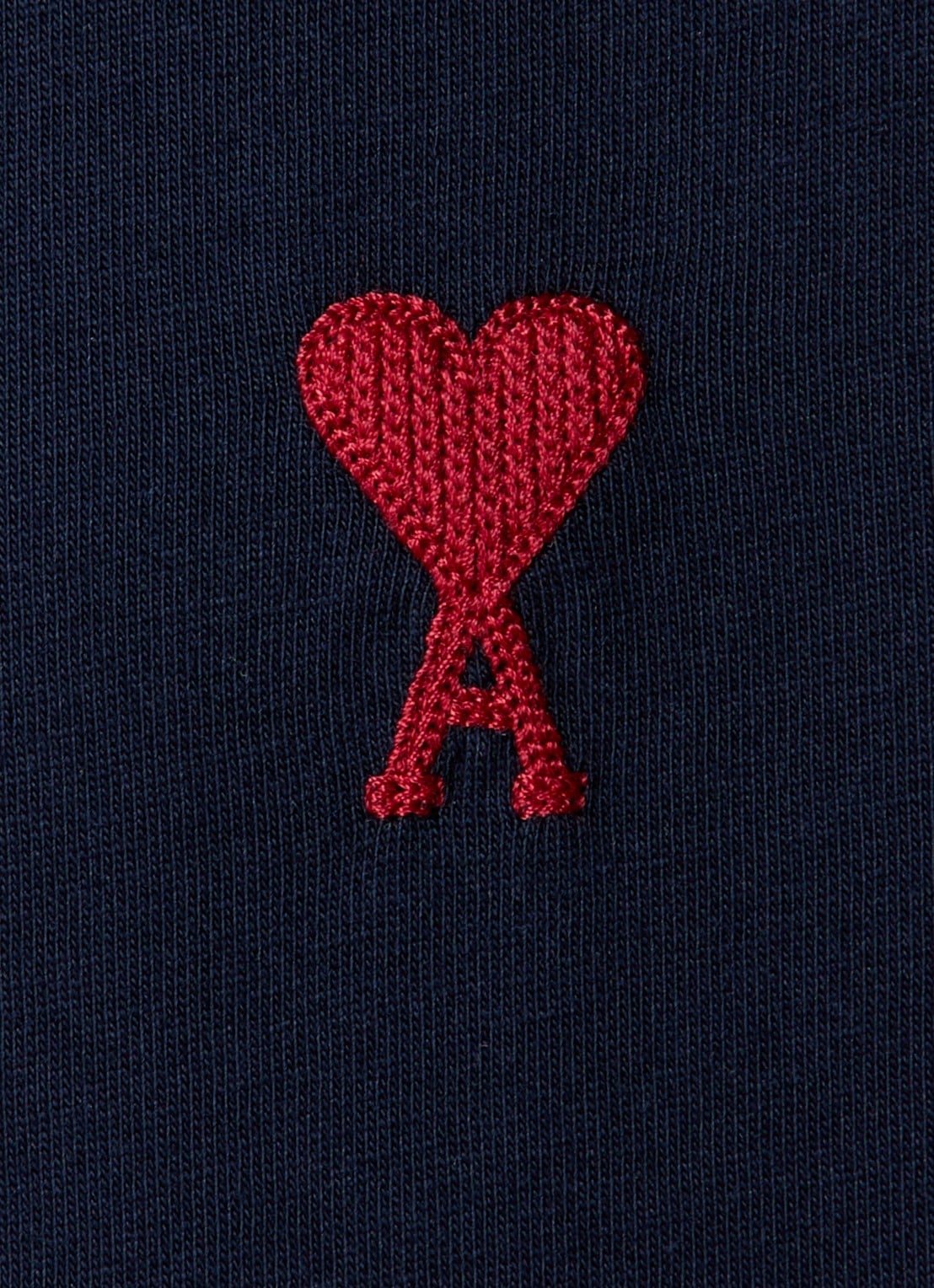 AMI Paris Longsleeve van  katoen met logoborduring  - detail 2 donkerblauw