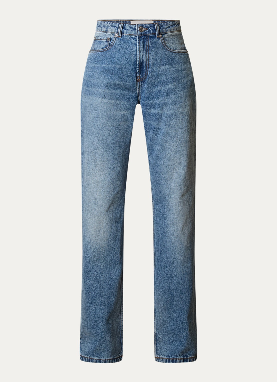 Ami Paris Mid waist loose fit jeans met steekzakken - voorkant 5 indigo