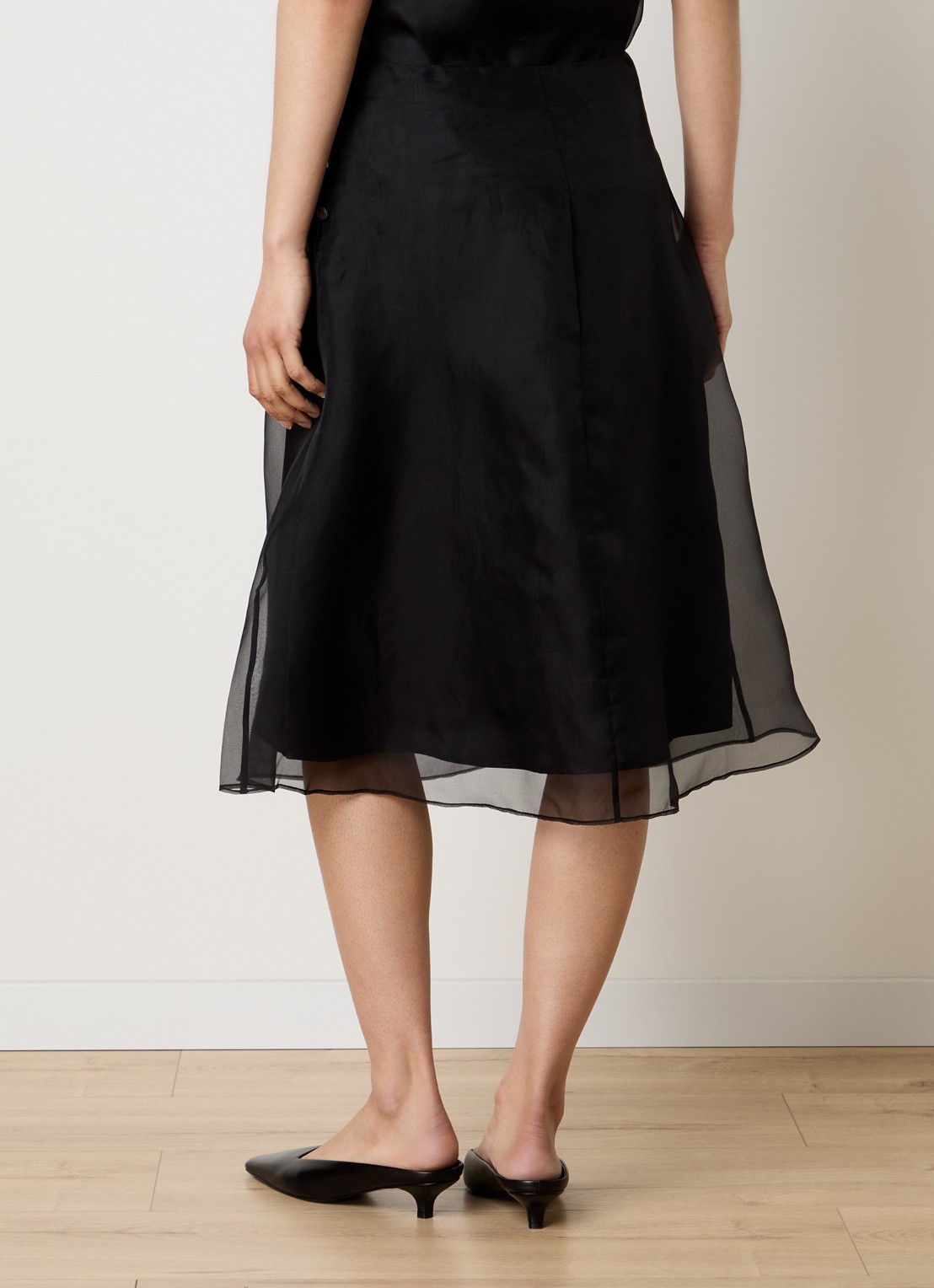 AMI Paris Mid waist midi rok van zijde - achterkant 5 zwart