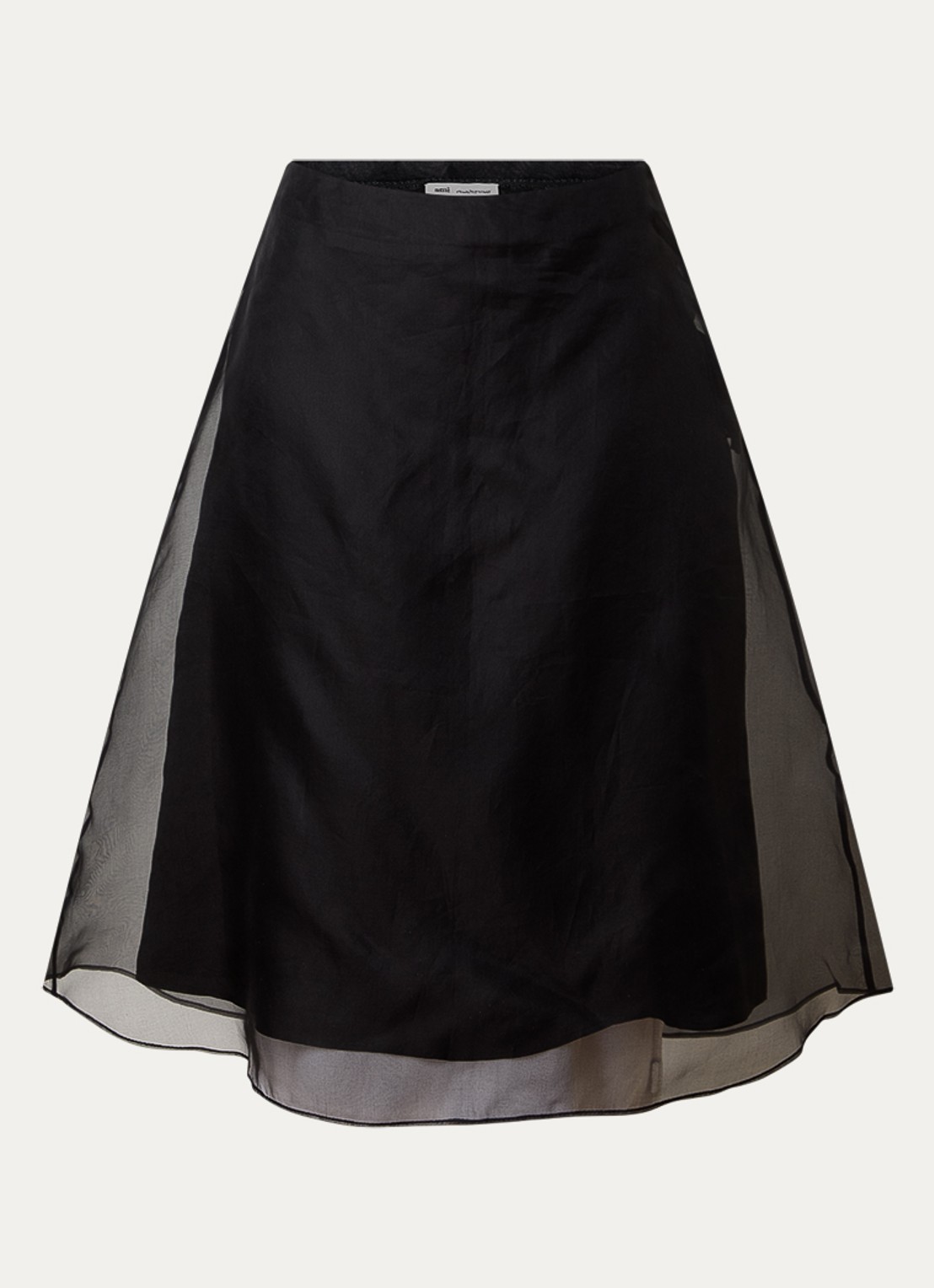 AMI Paris Mid waist midi rok van zijde - voorkant 3 zwart