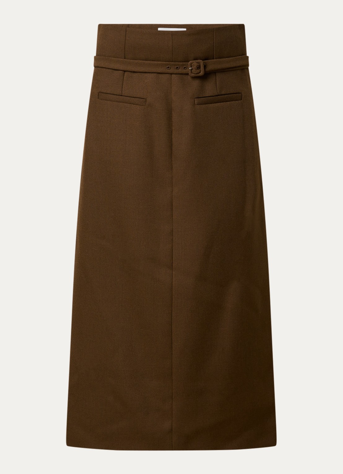 Ami Paris Midi kokerrok met paspelzakken - voorkant 4 bruin