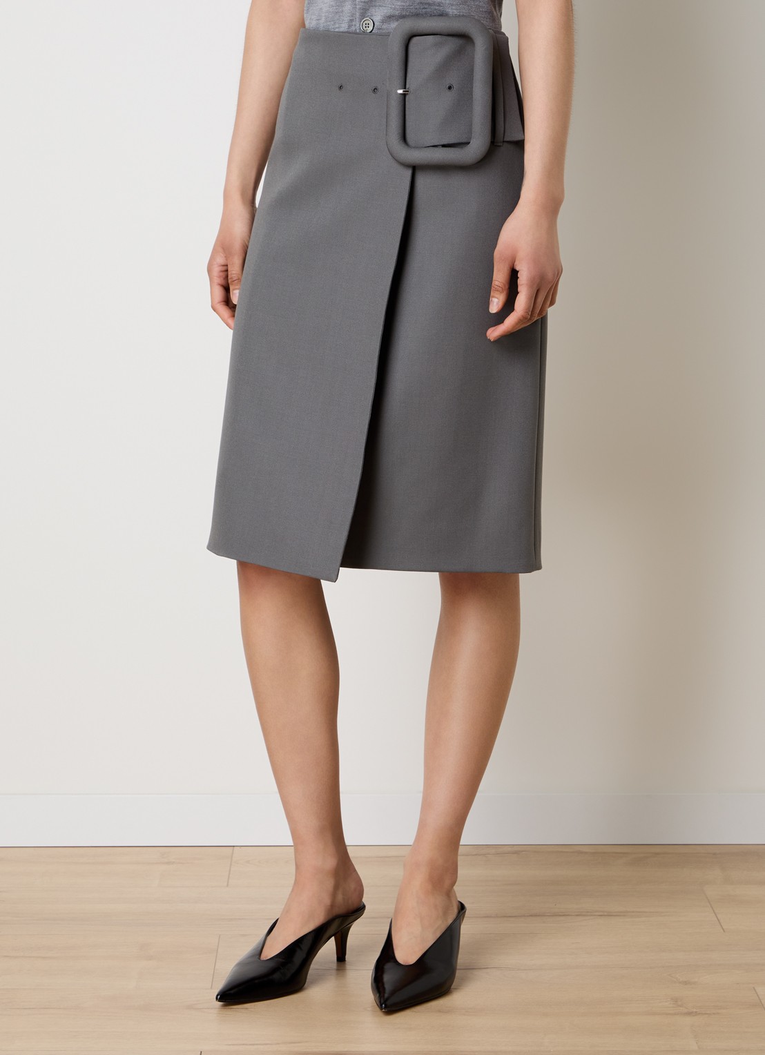 AMI Paris Midi rok van scheerwol - detail 4 grijs