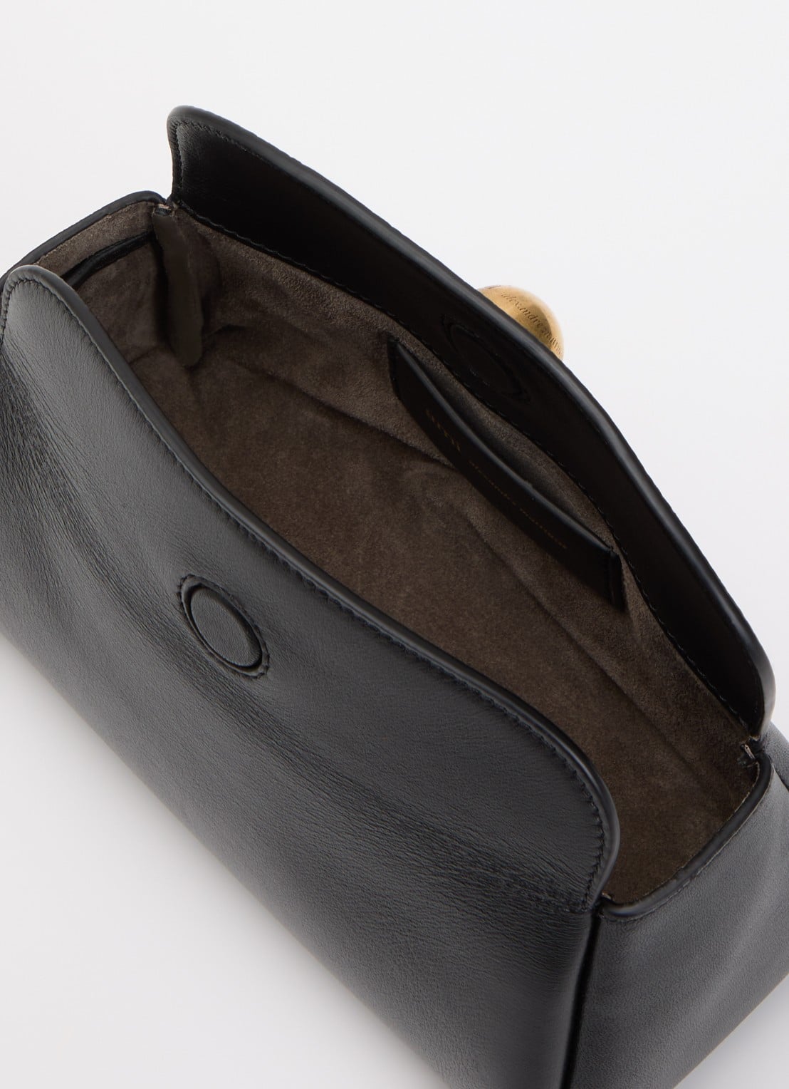 AMI Paris Mini Carrousel clutch van leer met afneembare schouderriem - detail 2 zwart