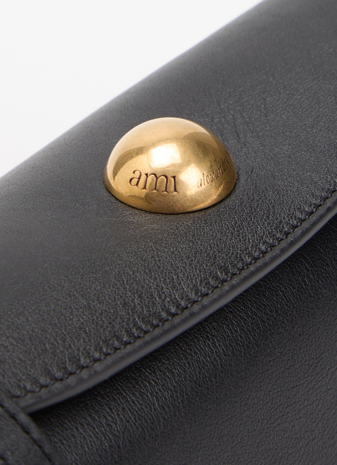 AMI Paris Mini Carrousel clutch van leer met afneembare schouderriem - detail 5 zwart