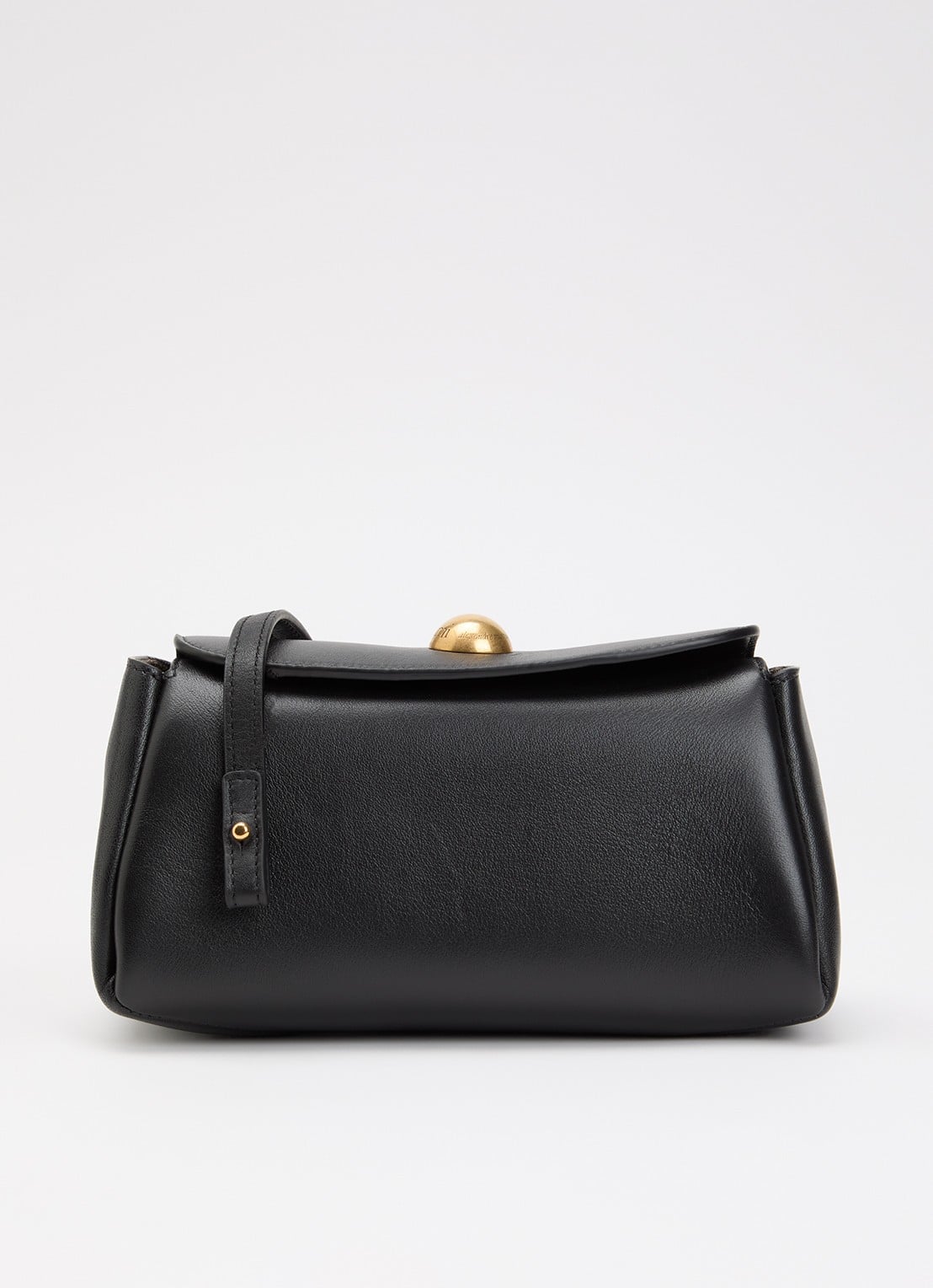 AMI Paris Mini Carrousel clutch van leer met afneembare schouderriem - voorkant 6 zwart