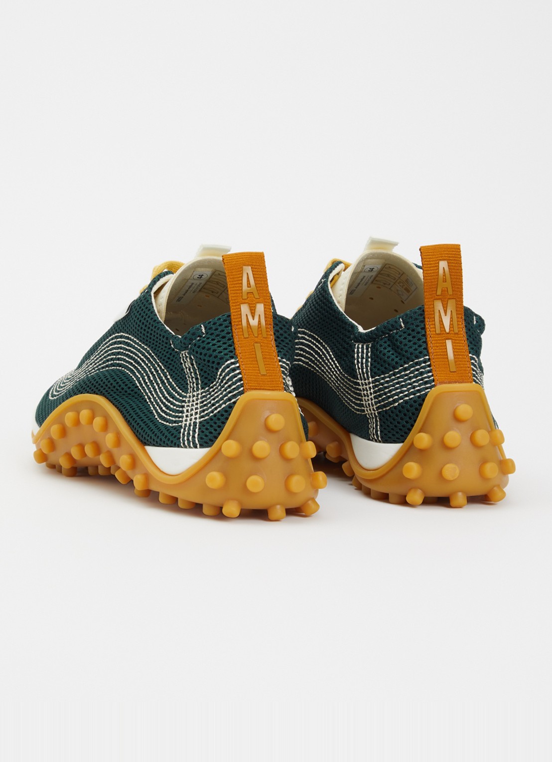 AMI Paris Mirage sneaker met schapenleren details - achterkant 6 donkergroen