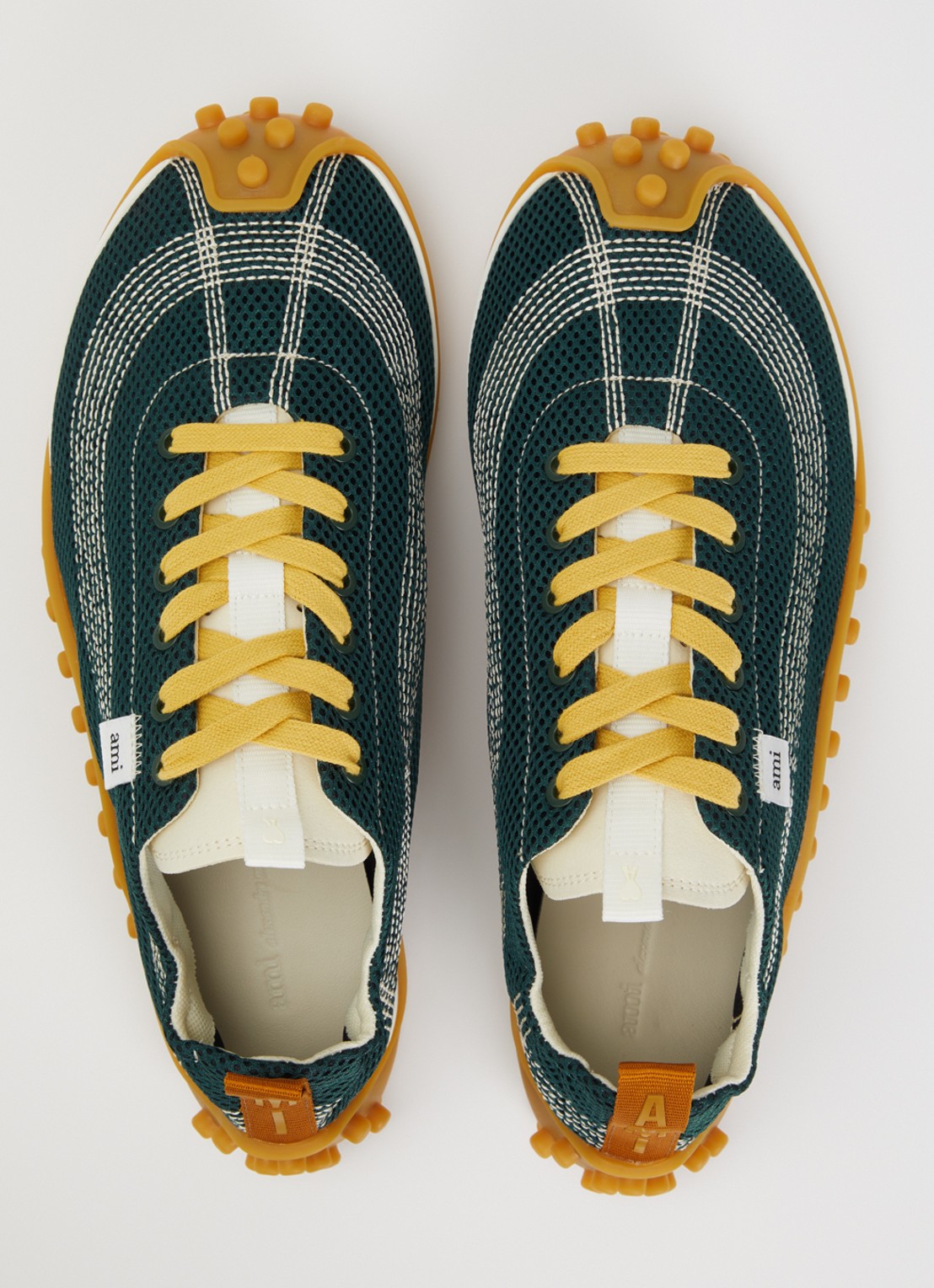 AMI Paris Mirage sneaker met schapenleren details - detail 3 donkergroen