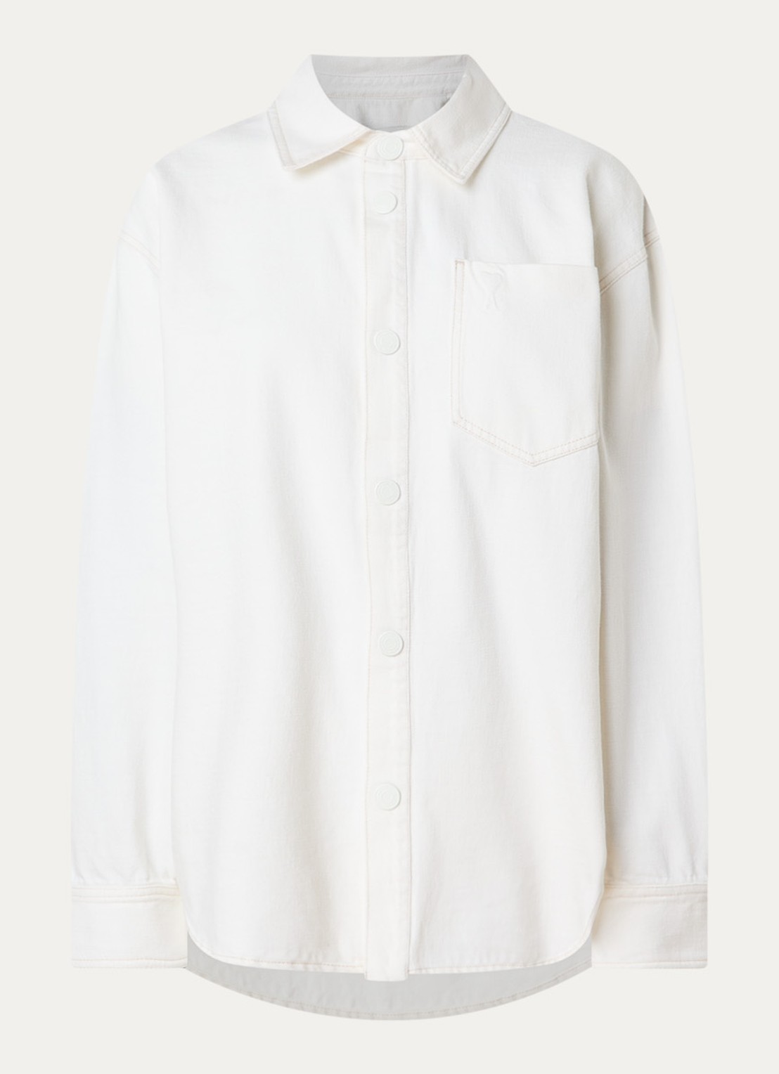 AMI Paris Overshirt met borstzak - voorkant 4 gebroken wit