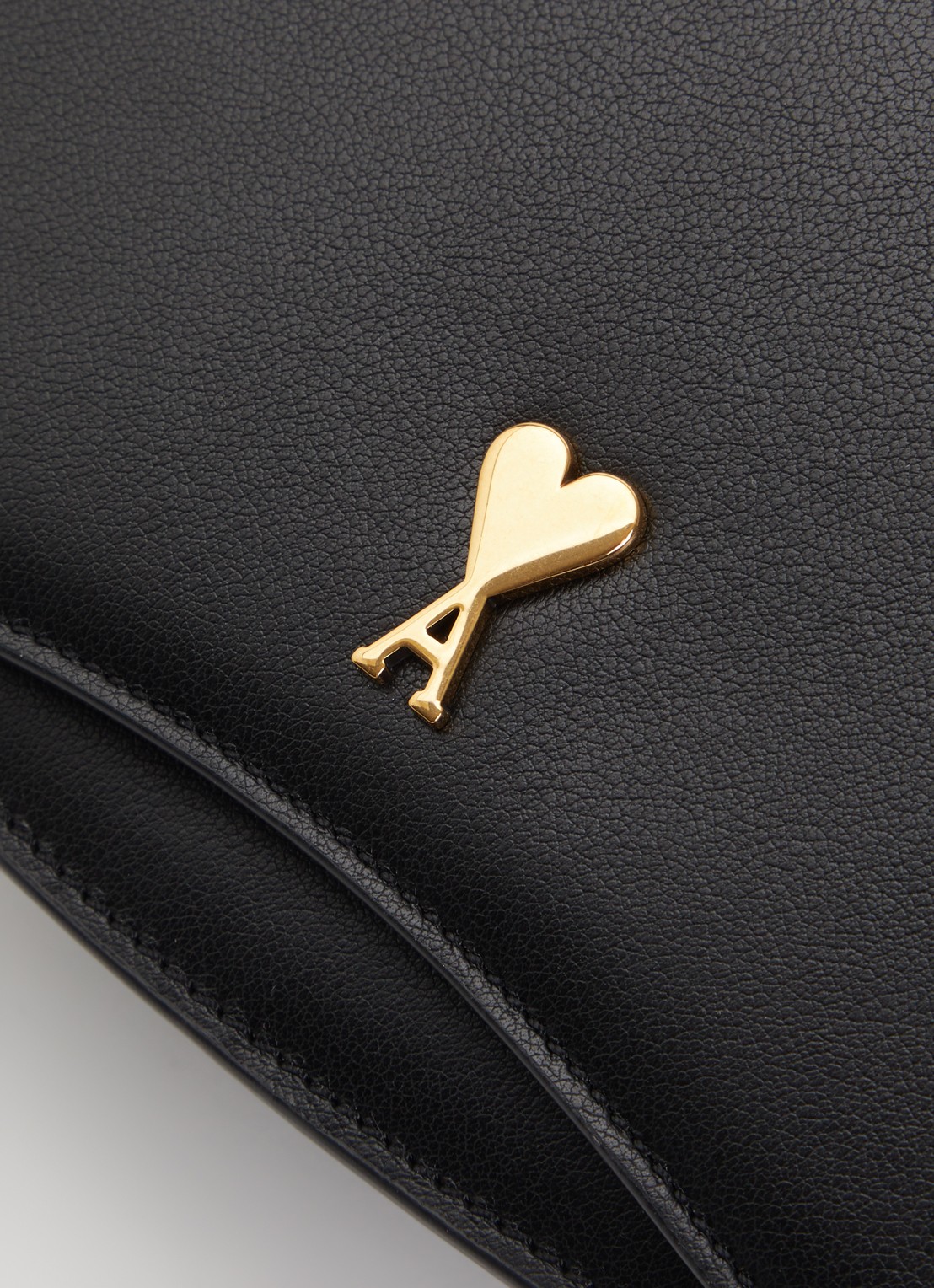 AMI Paris Paris Paris handtas van leer met logo en afneembare schouderriem - detail 4 zwart