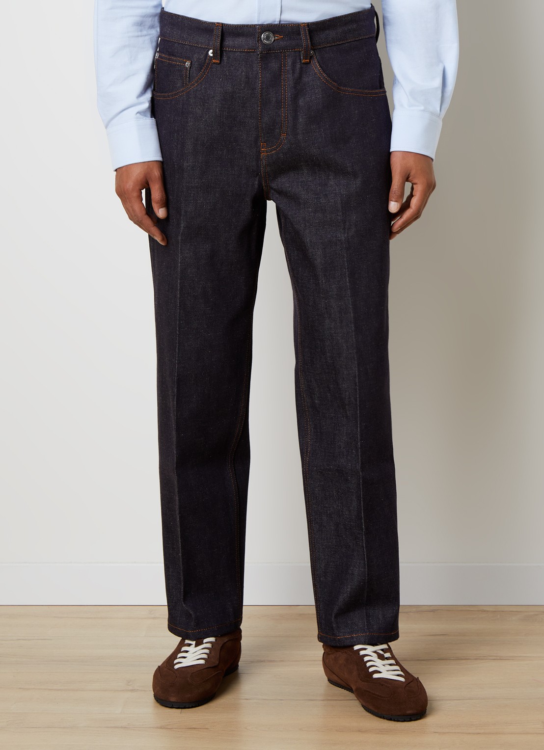 AMI Paris Parisian straight fit jeans met donkere wassing - detail indigo