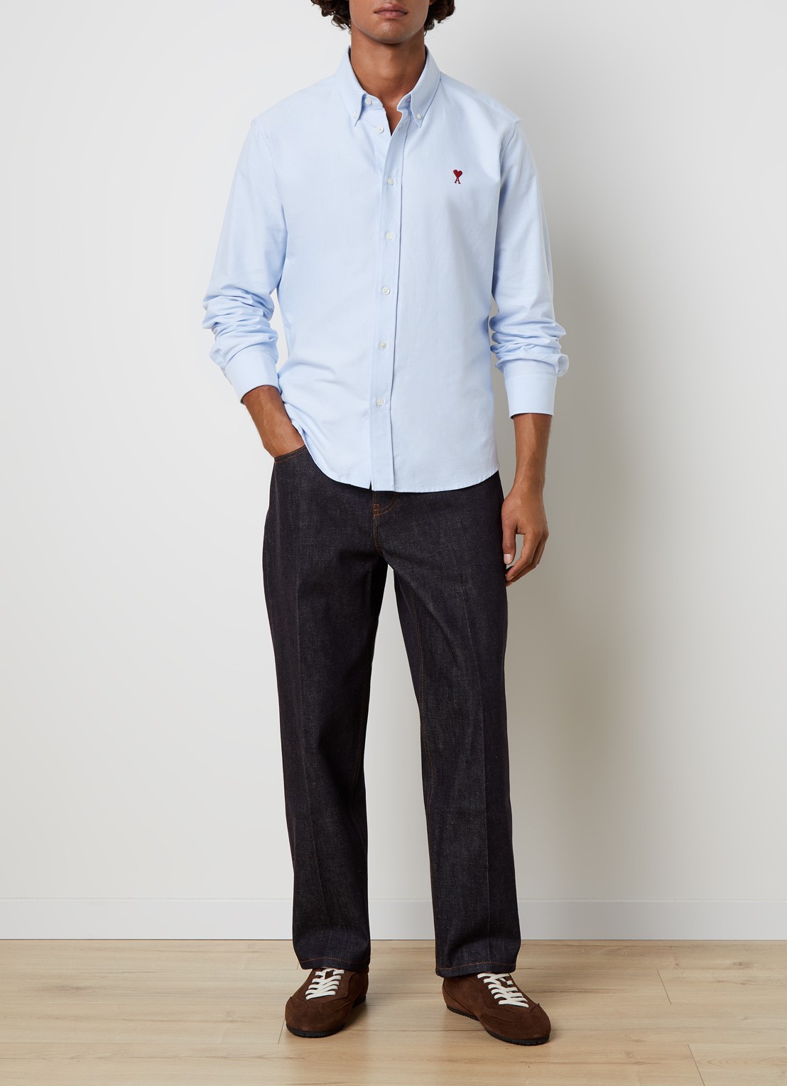 AMI Paris Parisian straight fit jeans met donkere wassing - voorkant 5 indigo