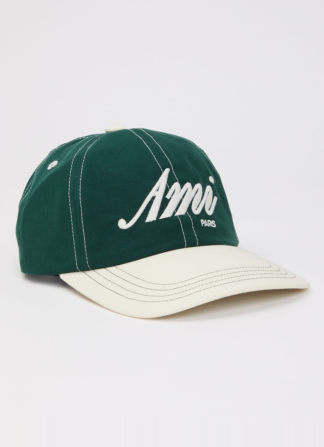 AMI Paris Pet met logoborduring - voorkant 2 donkergroen