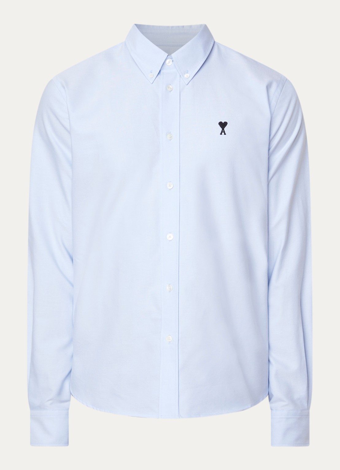 AMI Paris Quota blouse met logoborduring - voorkant lichtblauw
