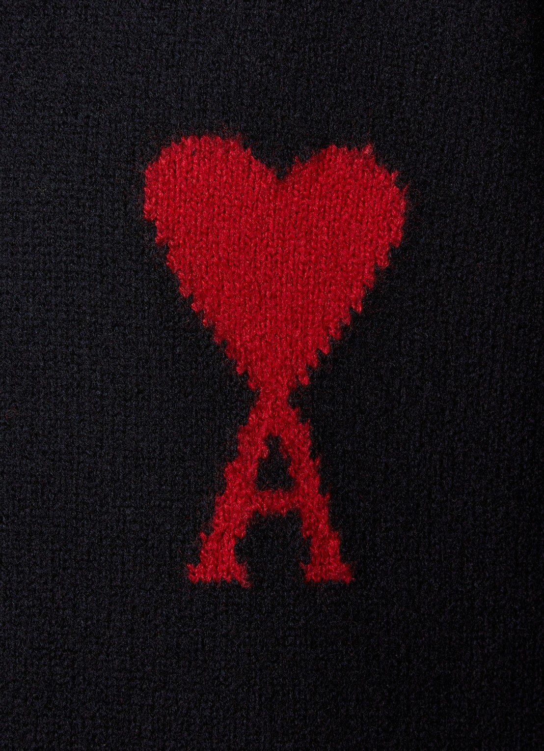 Ami Paris Quota fijngebreide trui van scheerwol met ingebreid logo - detail 2 zwart